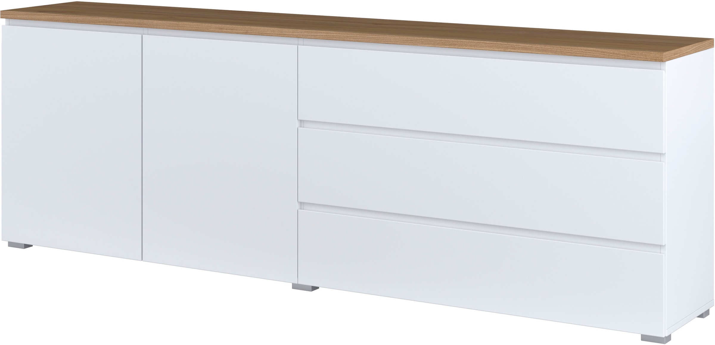 INOSIGN Sideboard »Modo, Breite 200 cm, moderne grifflose Kommode 2Türen/3 SK«, Schubladenkommode mit viel Stauraum, Einlegeböden verstellbar