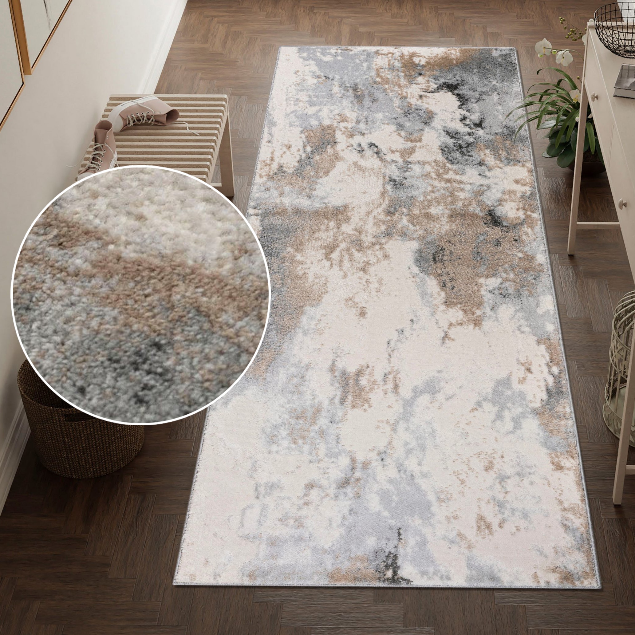 my home Läufer »Hamar« rechteckig 8 mm Höhe weiche Haptik, Marmor-Optik, modernes Design, Wohnzimmer