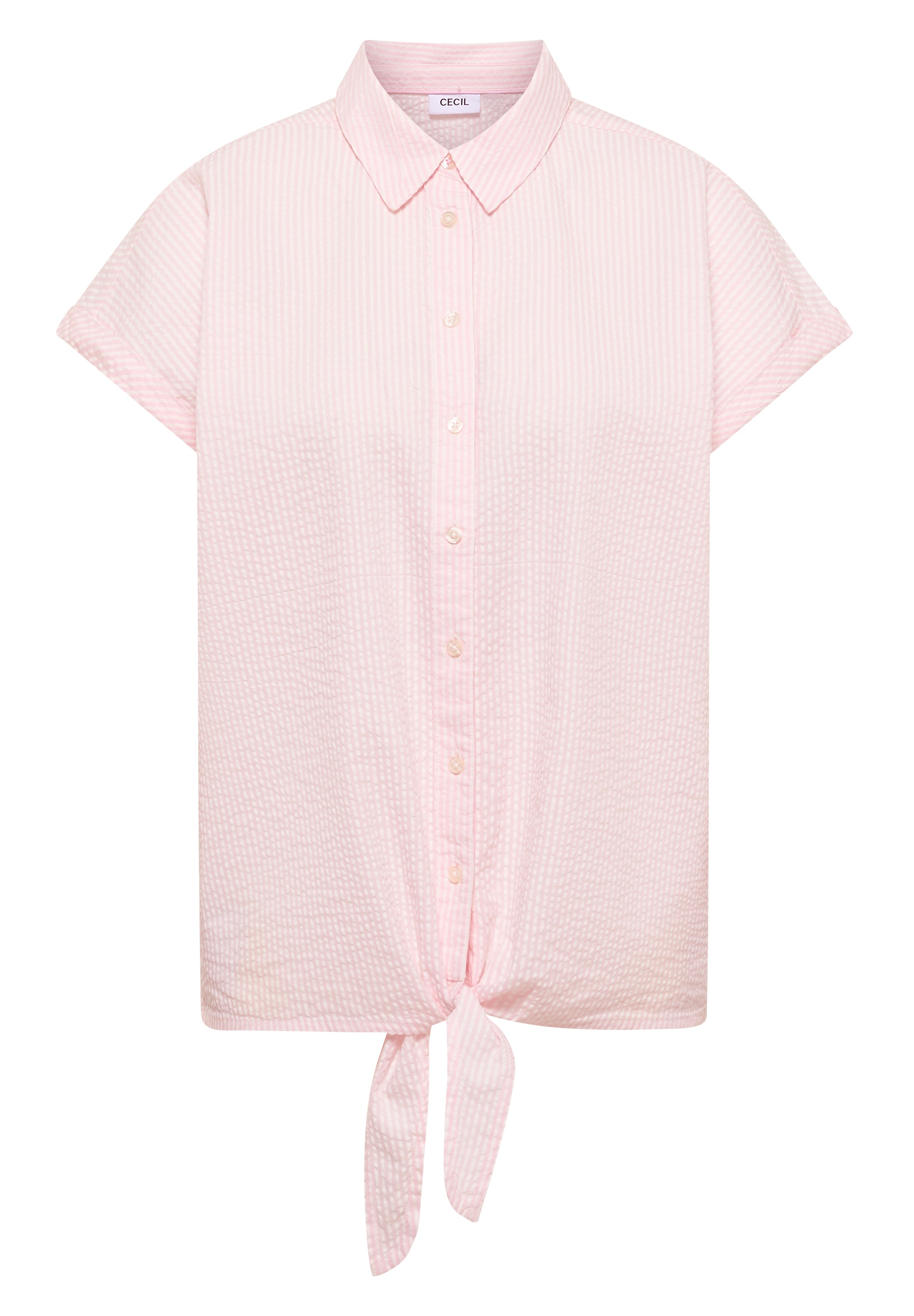Cecil Kurzarmbluse mit Knoten am Saum