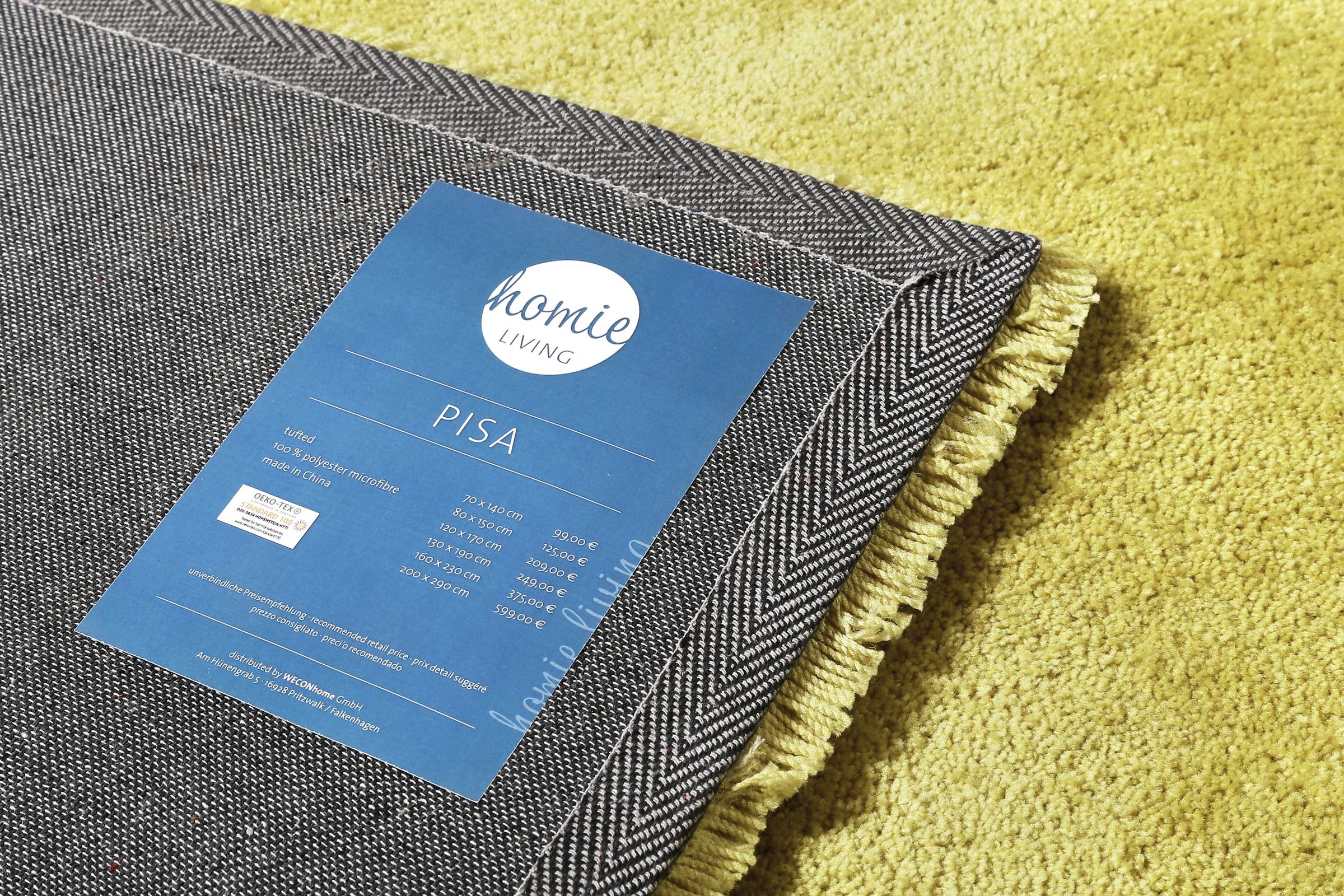 Homie Living Teppich »Pisa«, rund, 25 mm Höhe, Hochflor, Microfaser, uni, weich, Shaggy, Wohnzimmer, Schlafzimmer