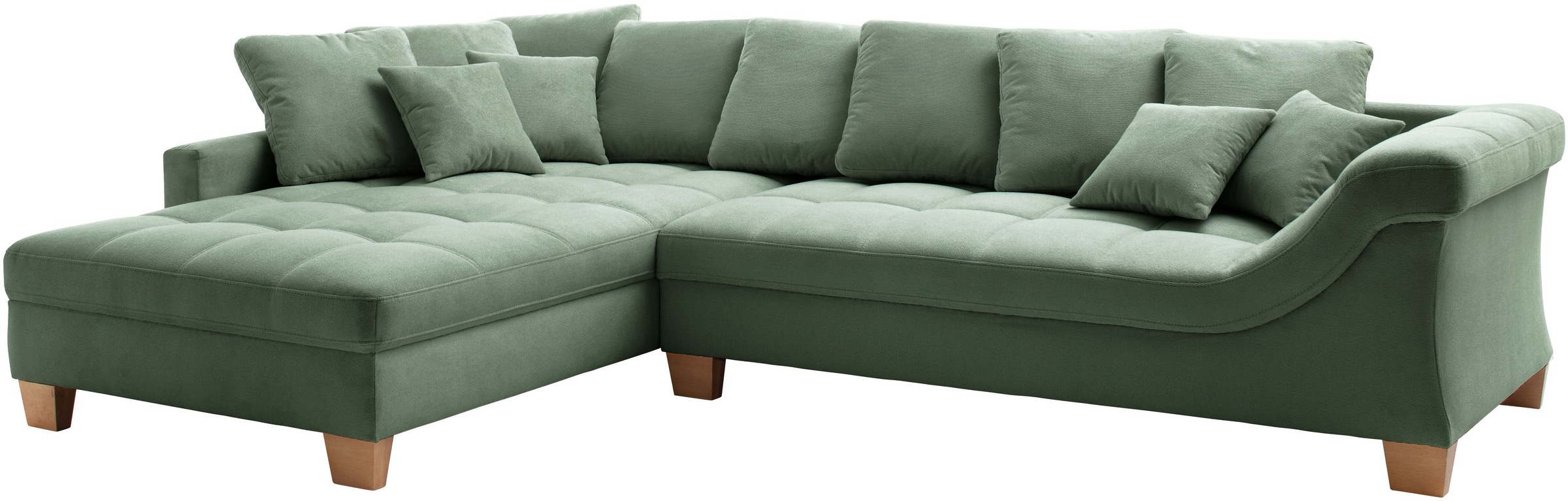 Mr. Couch Ecksofa »Bologna, L-Form, mit Holzfüßen«, wahlweise mit Kaltschaum