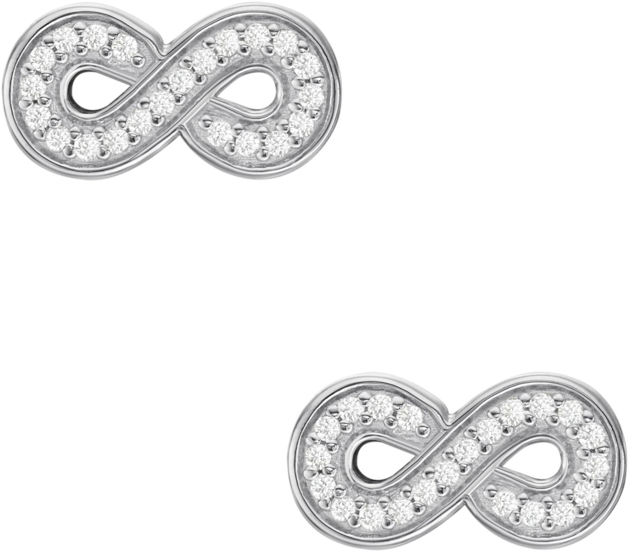 Fossil Ohrstecker-Set »STERLING, Unendlichkeitsschleife/Infinity, JFS00634040«, mit Zirkonia (synth.)