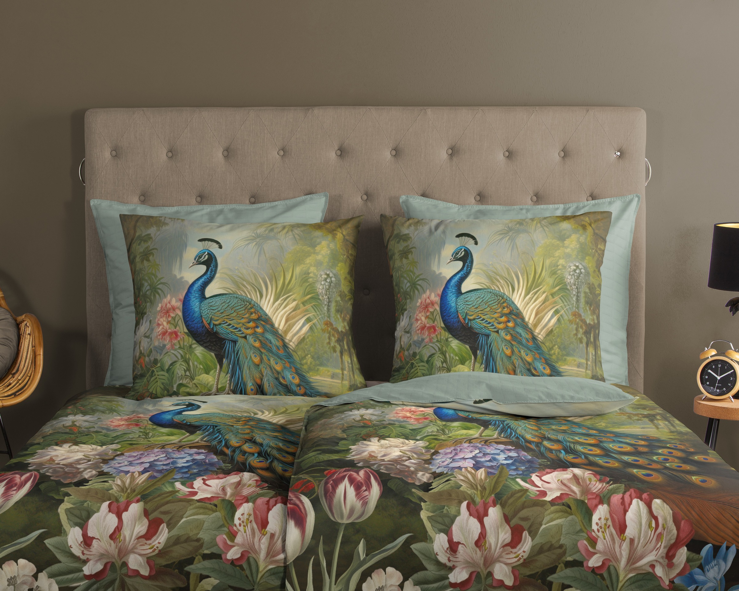 Thumbnail - good morning Wendebettwäsche "Esther" 2 Stk. tlg. 100% Baumwolle, Renforcé, Reißverschluss, Wendeoptik, Pfau, Grün