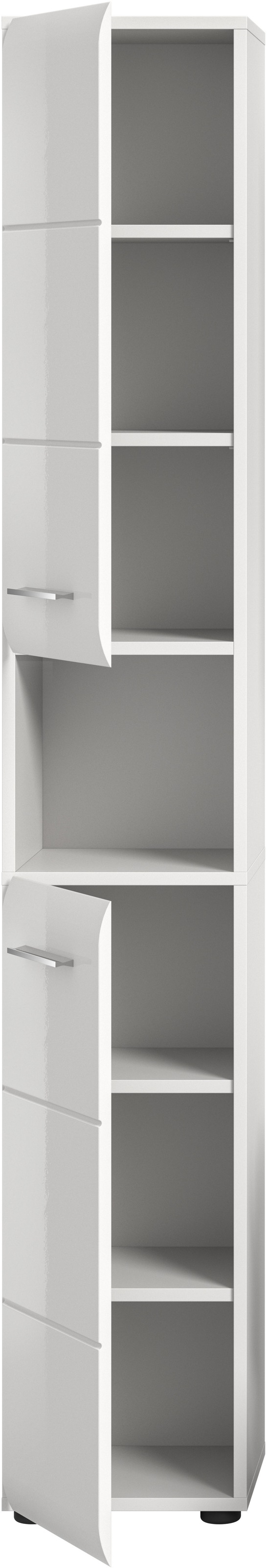 INOSIGN Stauraumschrank, (1 St.), Florenz, Hochschrank, Weiß Hochglanz Tiefzieh, 185 cm hoch, Bad