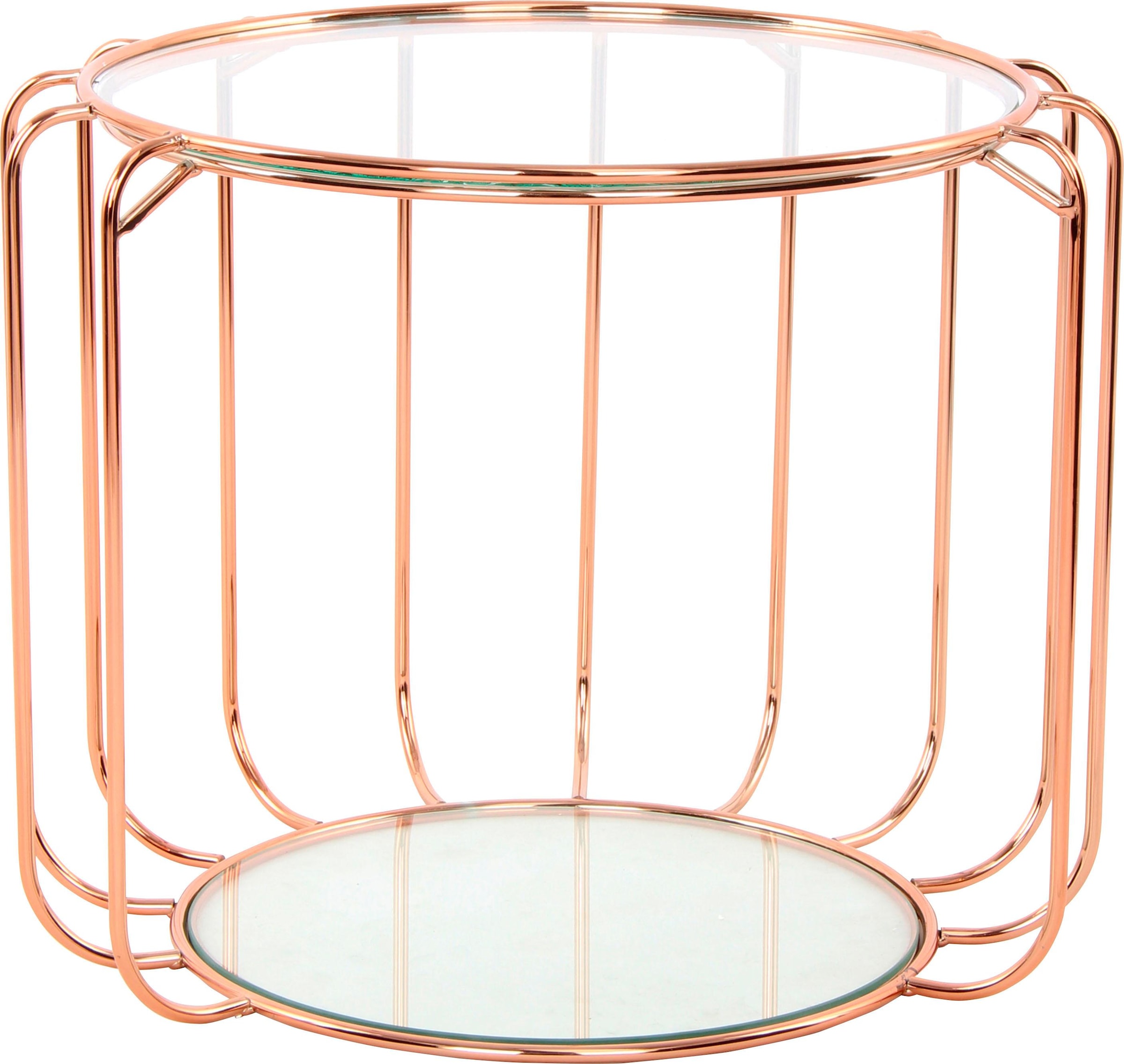 Kayoom Beistelltisch »Shirley 110, Glamour-Beistelltisch, runde offene Form«, (1 St.), Hingucker mit hochmodernem Gestell, rund mit zwei Ablageflächen