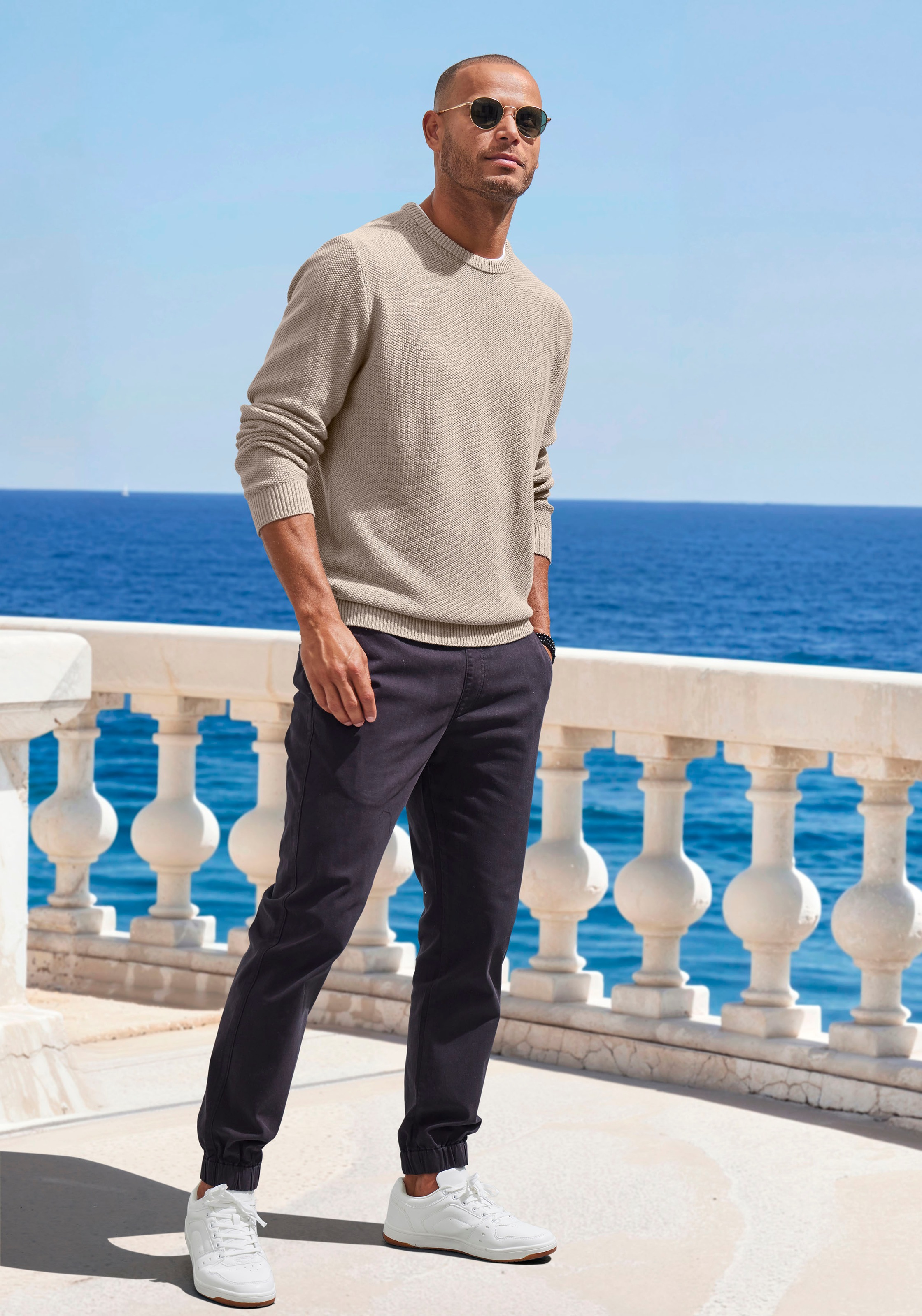 John Devin Strickpullover, Pullover in modischer Strickstruktur