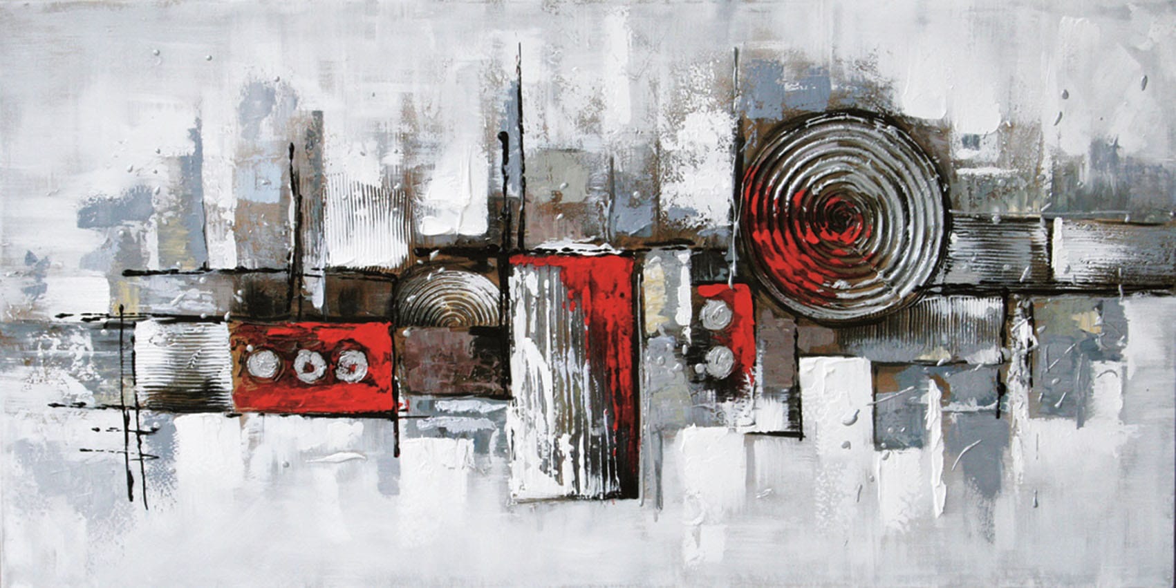 Bönninghoff Ölbild "Ölgemälde handarbeit ABSTRAKT 40x80 cm – Wandbild Kunst Deko modern" Abstrakt Formen Muster 1 Stk. tlg. handgefertigt, jedes Bild ein Unikat