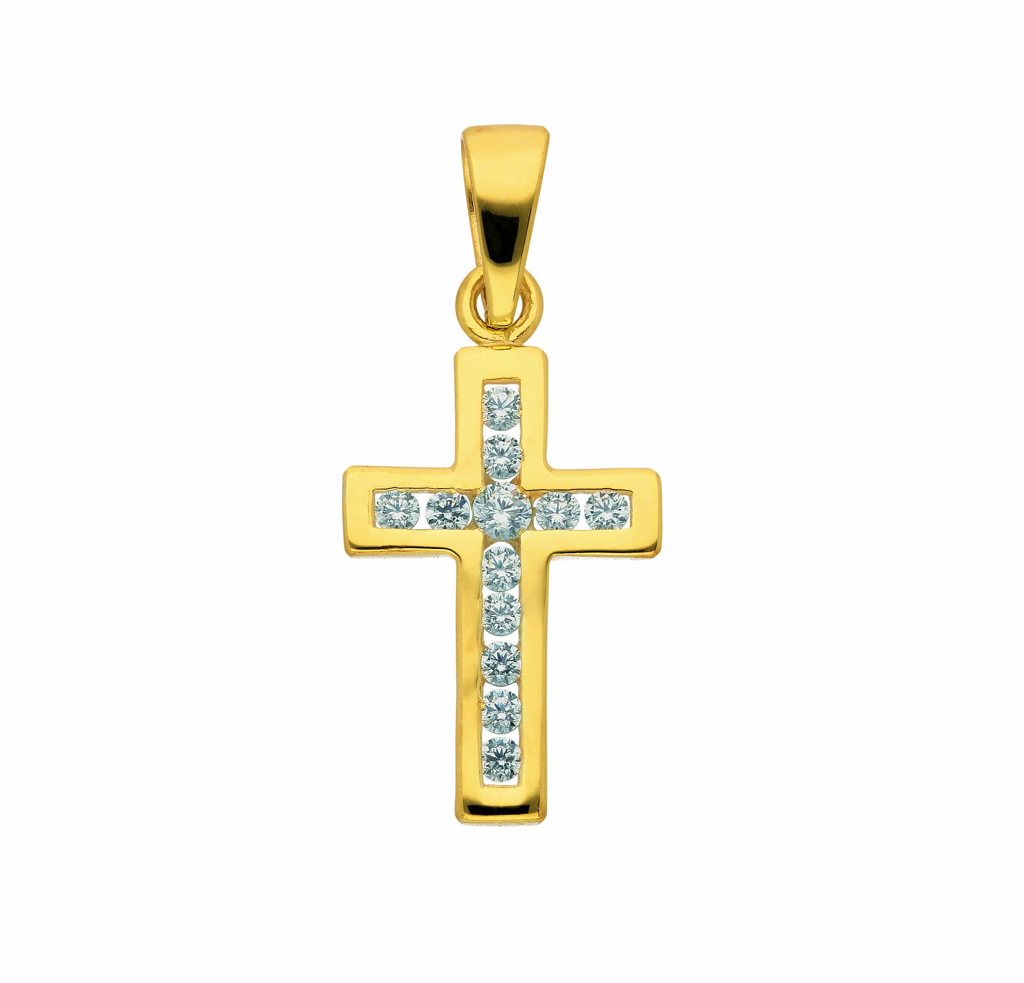 ADELIA ́S Damen Kettenanhänger "Damen & Herren 375 Gold Kreuz Anhänger mit Zirkonia", Damen,mit Zirkonia, Gelbgold 375 Gold, gold, Gelbgold 375, Gold,