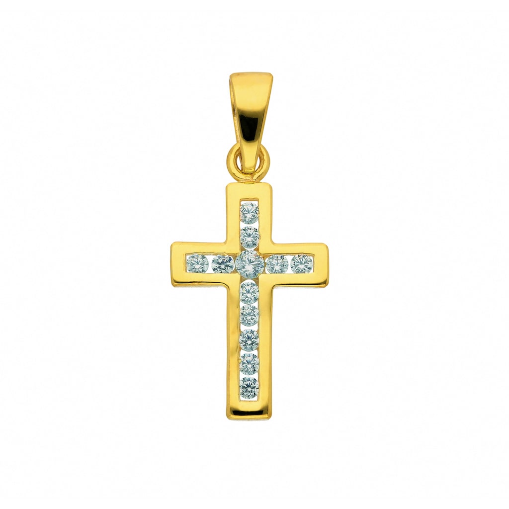 Adelia´s Kettenanhänger »585 Gold Kreuz Anhänger mit Zirkonia« mit Zirkonia Goldschmuck für Damen & Herren