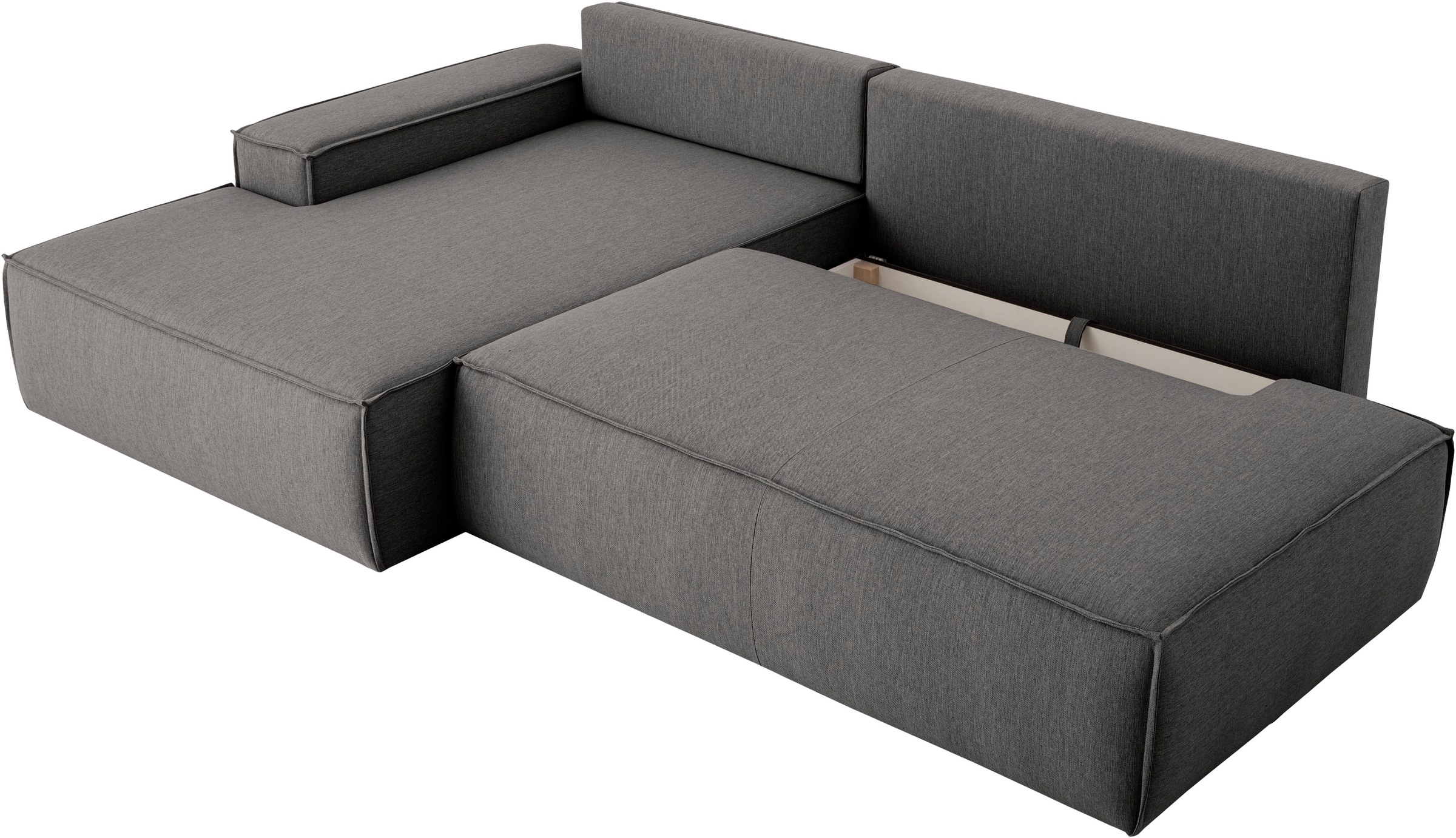 OTTO home Ecksofa »SHERWOOD,  Schlafsofa in L-Form offen (275cm), Cord, Leinenoptik« Schlaffunktion und Bettkasten, Kedernaht, hoher Sitz- & Liegekomfort,