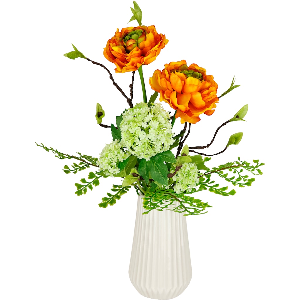 I.GE.A. Kunstblume »Arrangement Ranunkel«, Vase aus Keramik
