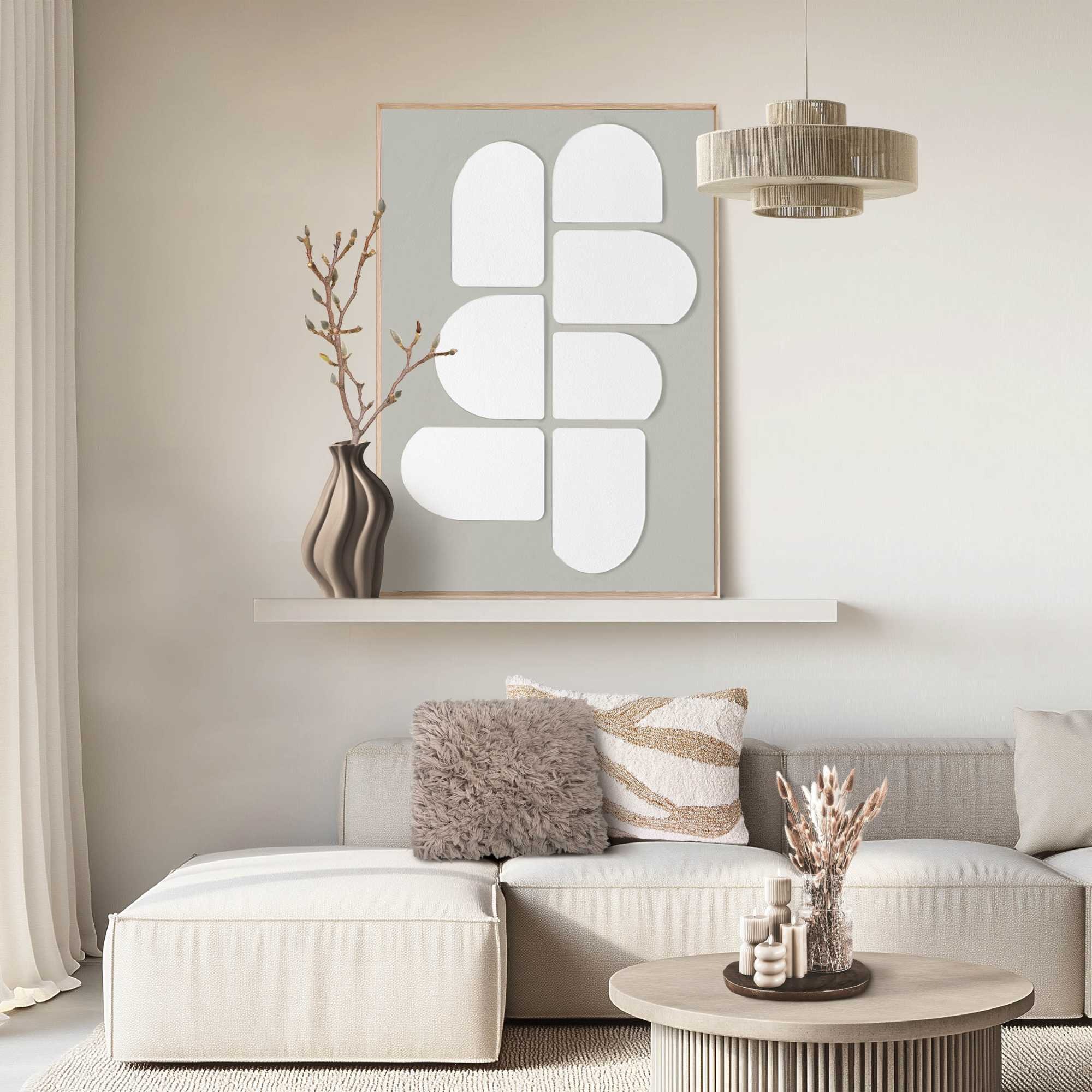 Reinders! Wandbild »Abstract lichtgrijs met wit«, Home Office - Weiß - MDF - Abstrakt - 70x100 cm