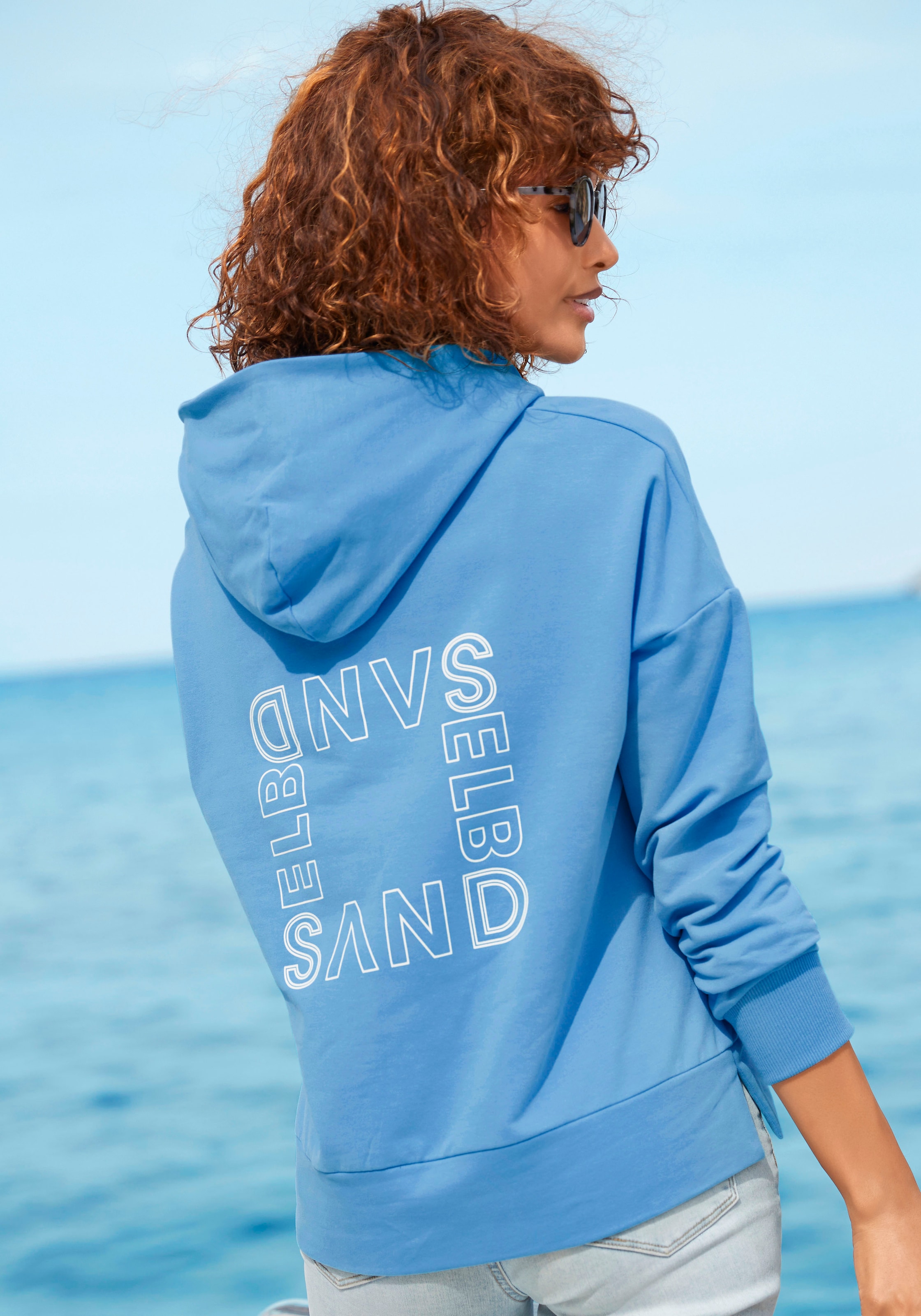 Elbsand Kapuzensweatshirt, mit großem Logodruck auf dem Rücken, bequemer Hoodie aus Baumwolle