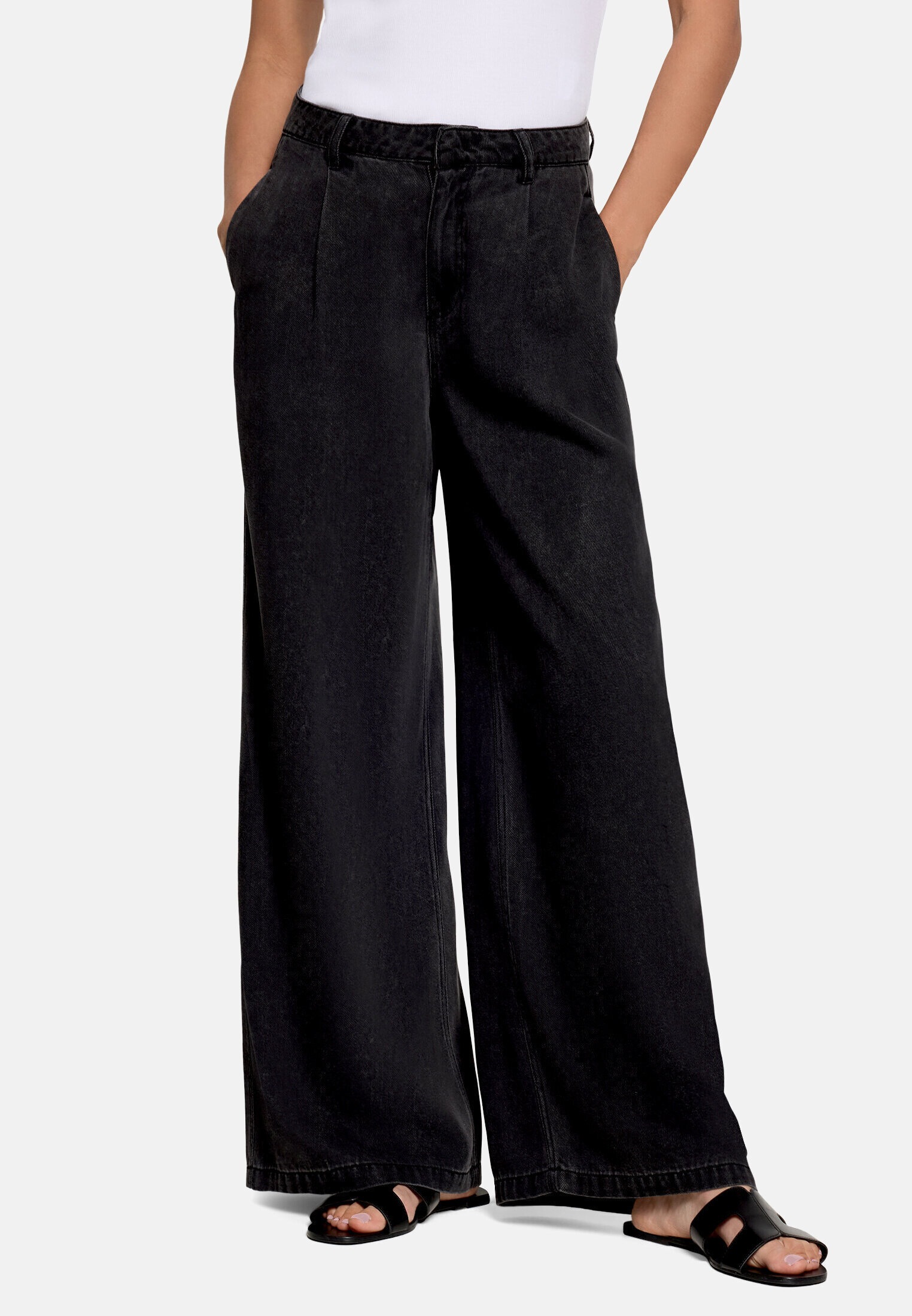 Zero Stoffhose »Damen mit weitem Bein«  Schnallen