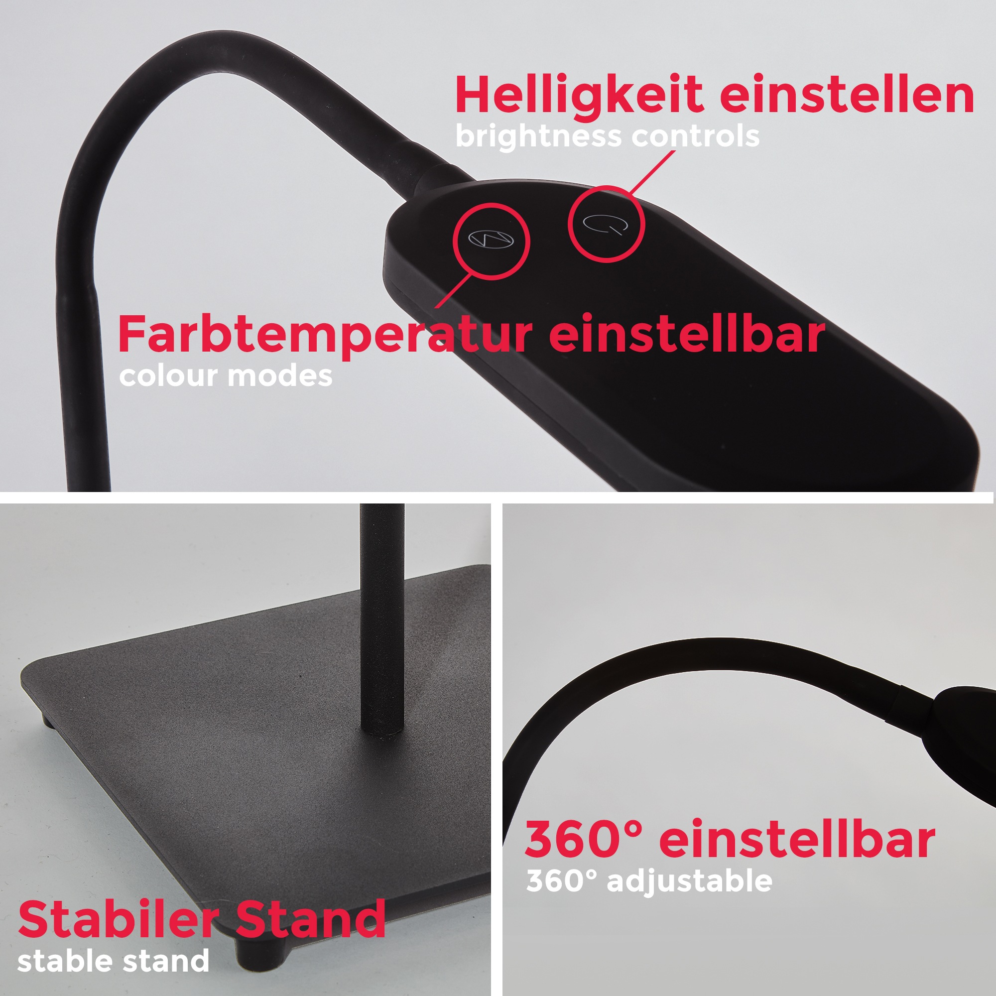 B.K.Licht LED Stehlampe, 1 flammig, Leuchtmittel LED-Board | LED fest integriert, Stehleuchte, dimm-, schwenkbar, Memory & Touch Funkt., inkl. 8W 600lm