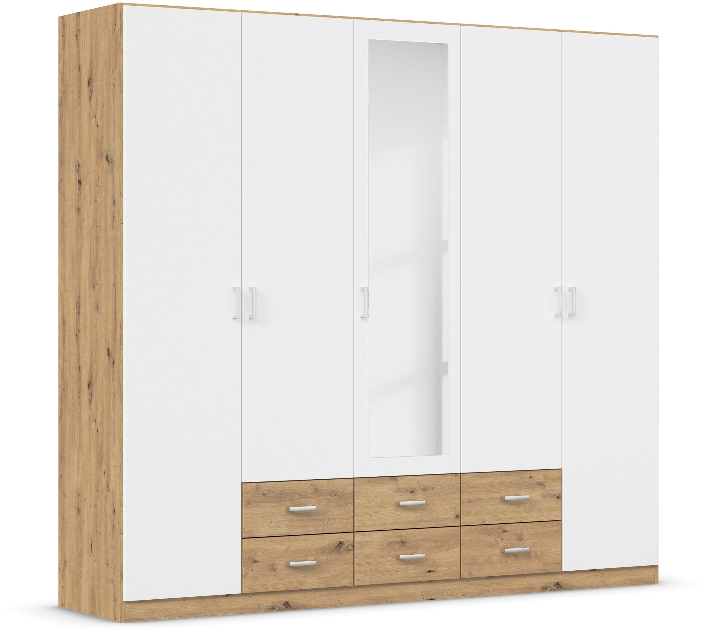 rauch Kleiderschrank "Schrank Garderobe Ankleide GAMMA Breiten 91/136/181/226/271/315/360 cm" in 3 Ausstattungen BASIC/CLASSIC/PREMIUM (inkl. SOFT-CLOSE-Funktion), verschiedene Griff-Varianten, mit Spiegel TOPSELLER MADE IN GERMANY