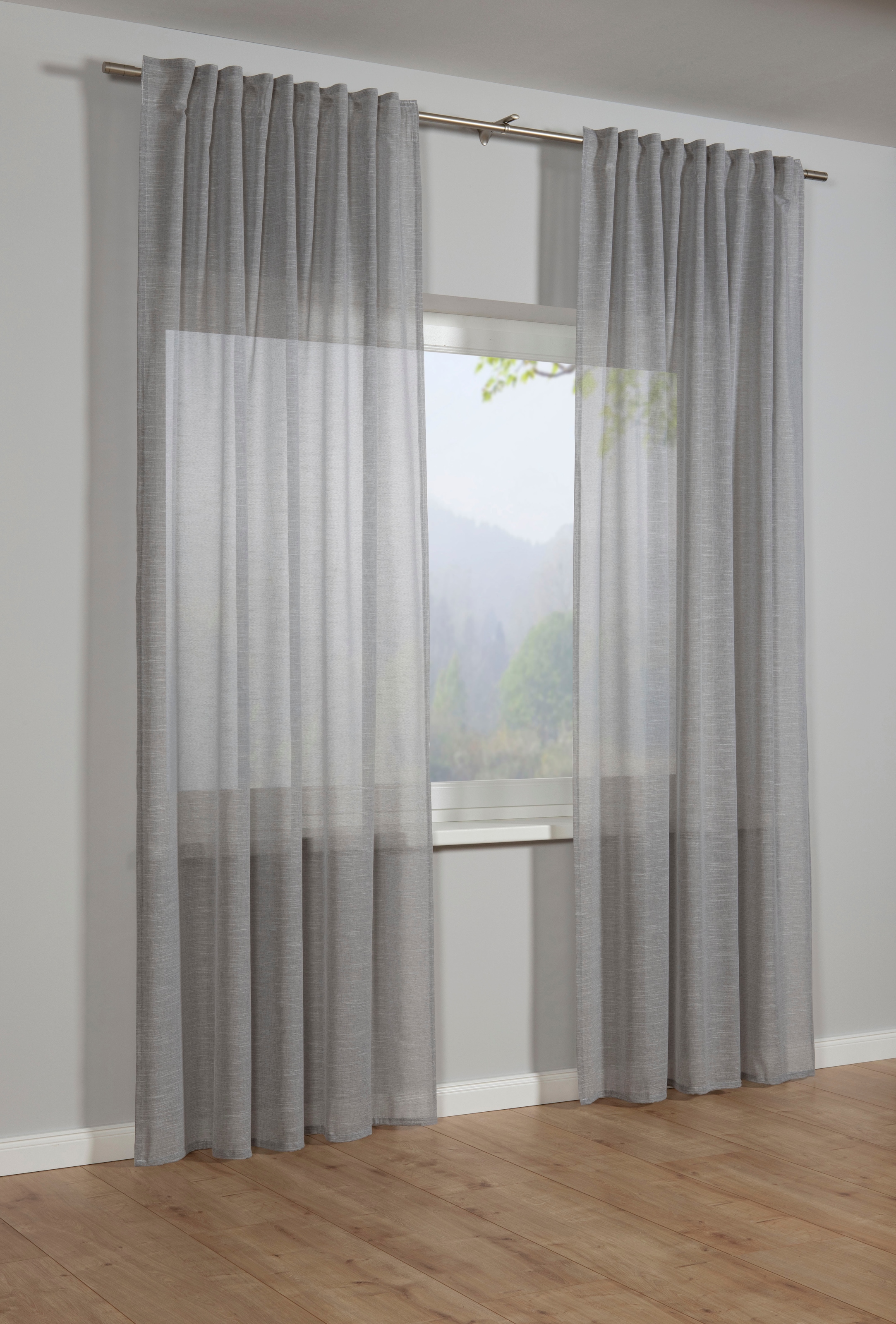 Gardine »Schal Leinenoptik«, (1 St.), mit Gardinenband und verdeckten Schlaufen