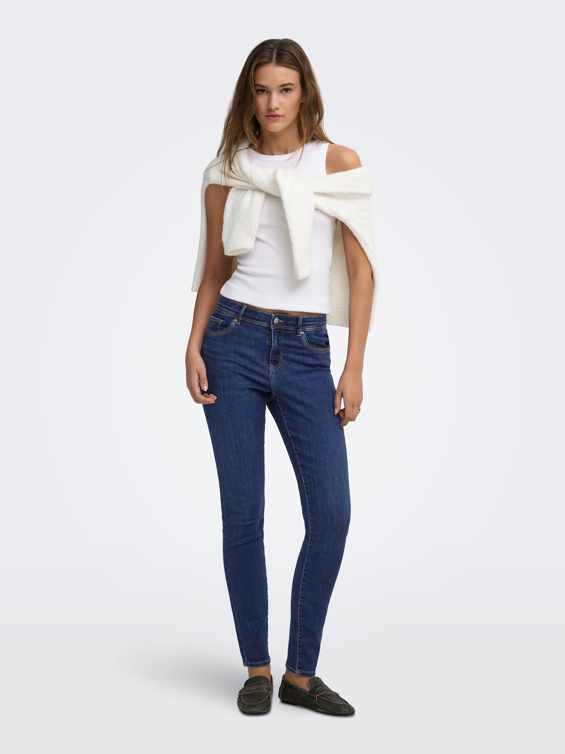 ONLY Skinny-fit-Jeans »ONLLINEA MID WAIST LANK SK DNM« Baumwollmischung, mid waist, skinny fit
