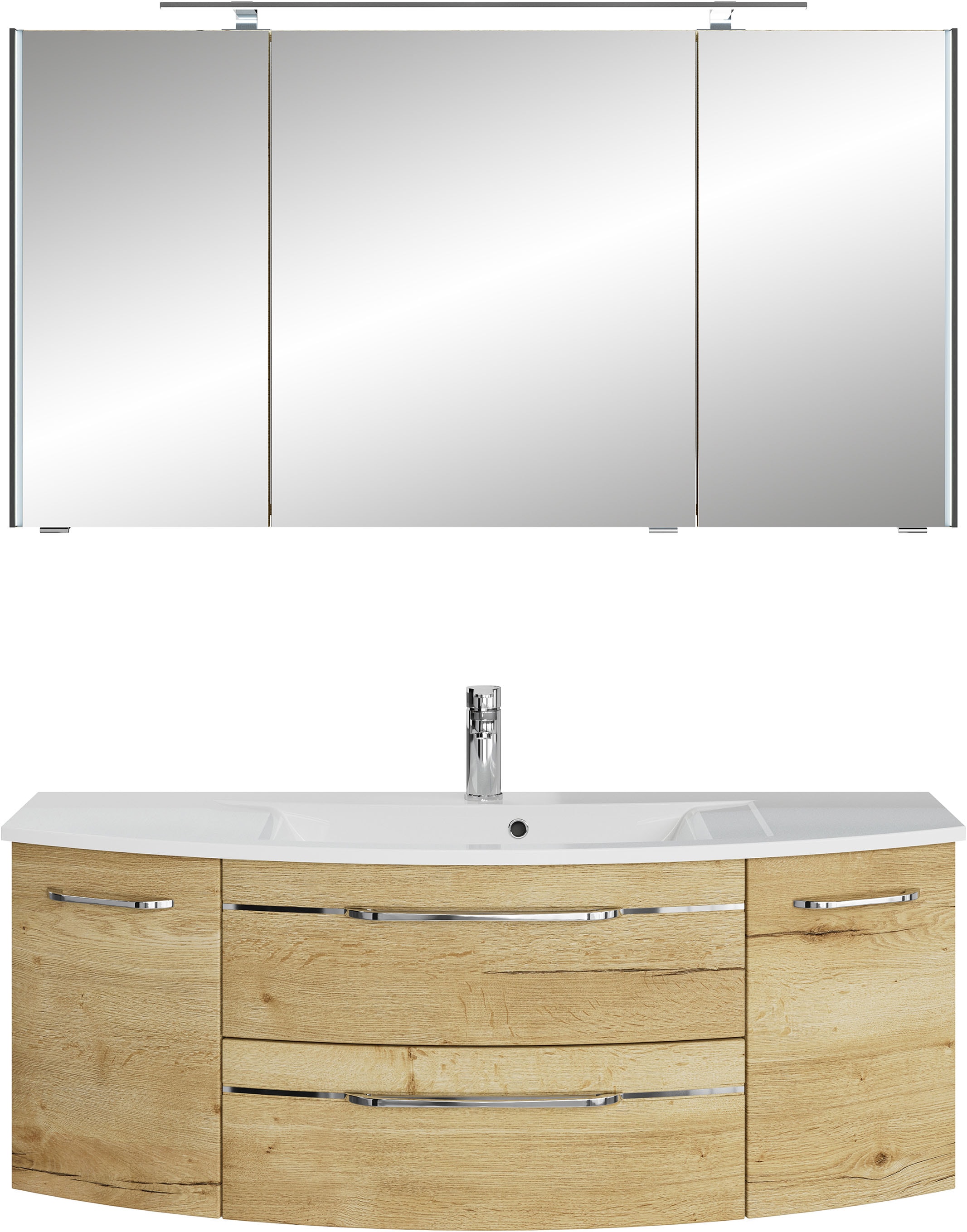 Saphir "Serie 7045 2-teilig Mineralmarmor-Waschtisch mit LED-Spiegelschrank" Set, 2 Stk. tlg.