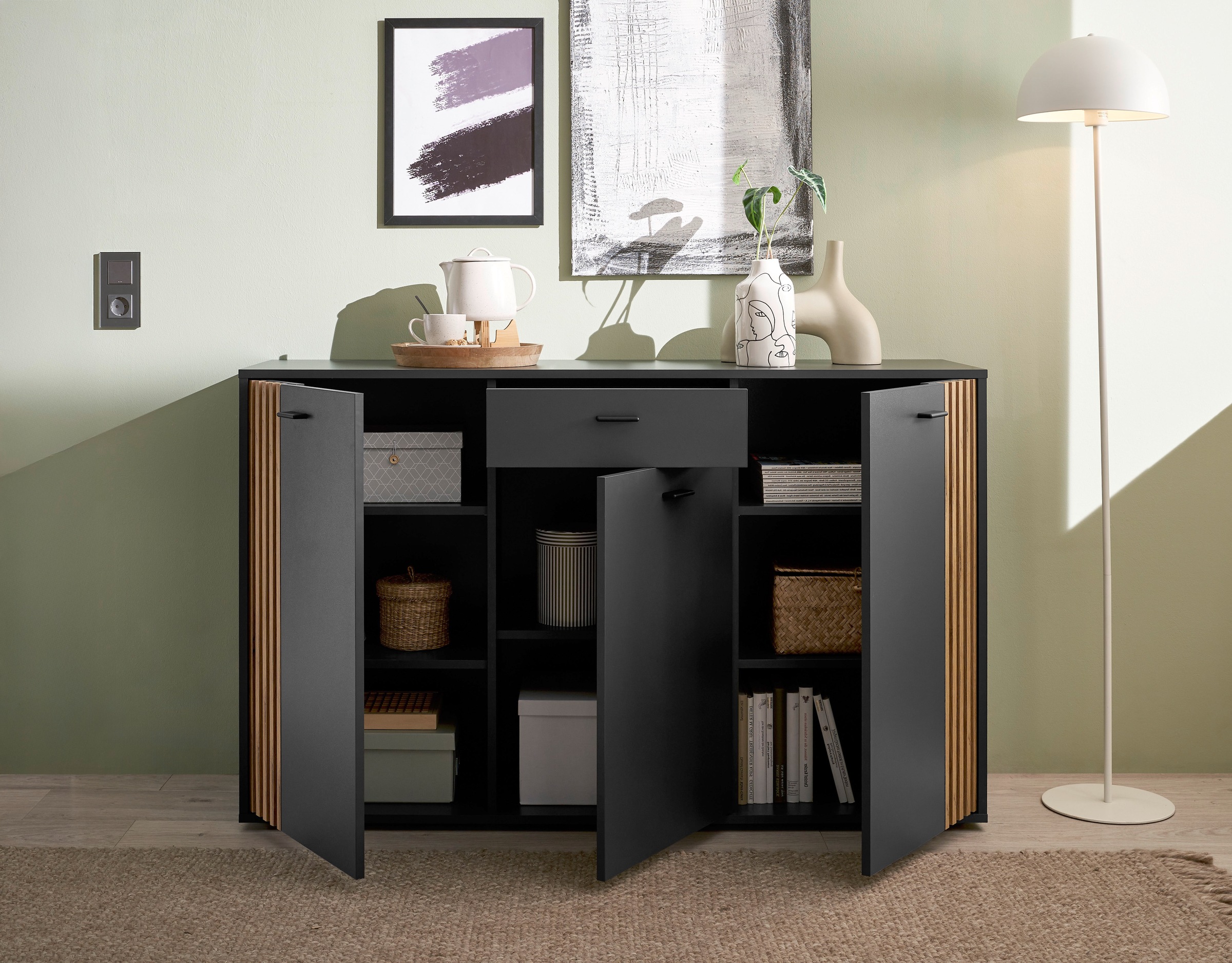 HBZ Sideboard »Dublin Kommode, BxHxT 140x86x38cm«, (1 St.), Breite 140cm, Softclose, Metallgriffe