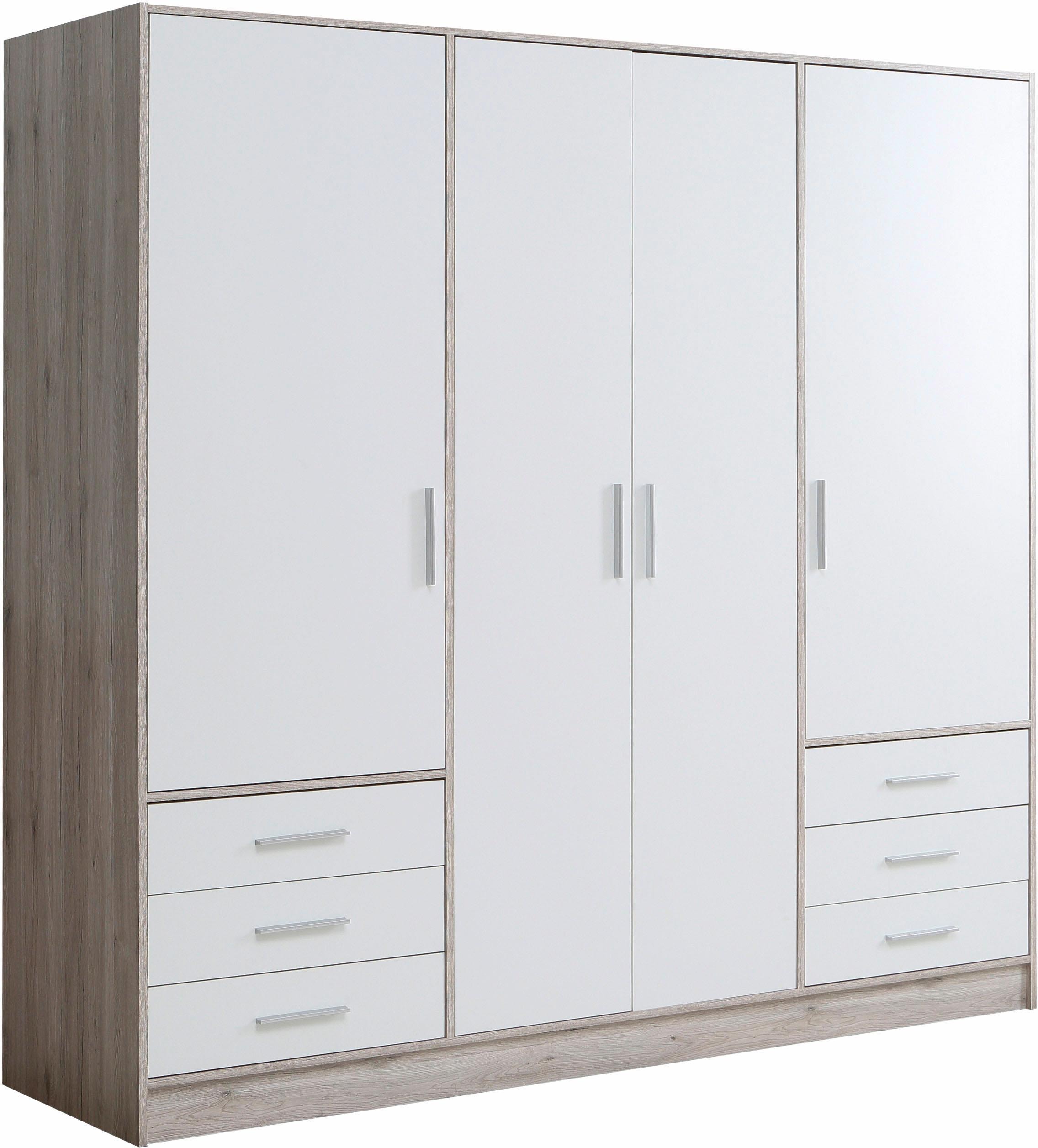 FORTE Kleiderschrank "Jupiter, Made in Europe, mit 6 Schubladen, Stauraum" Maße B/H/T ca. 207/200 cm/60, Stauraum, 2 Breiten, 4 Farben, Schubladen, variable Einlegeböden