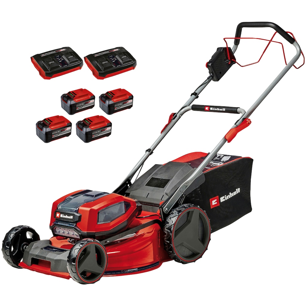 Einhell Akkurasenmäher »Professional GP-CM 36/52 S Li BL«, 4 x 5,2 Ah Plus Akkus und 2 Twincharger