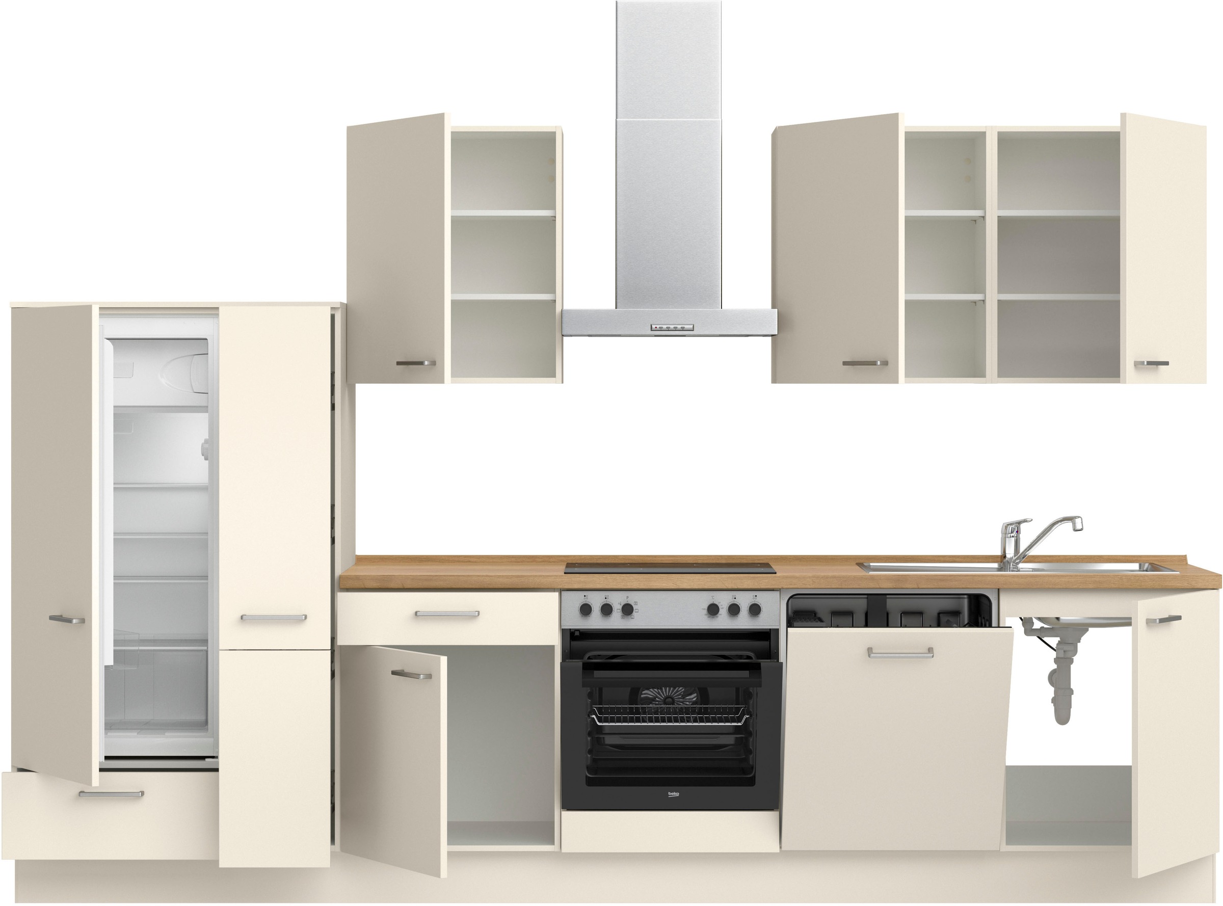 nobilia® Küchenzeile »"Touch I"«, vormontiert, Ausrichtung wählbar, Breite 330 cm, wahlw. mit E-Geräten