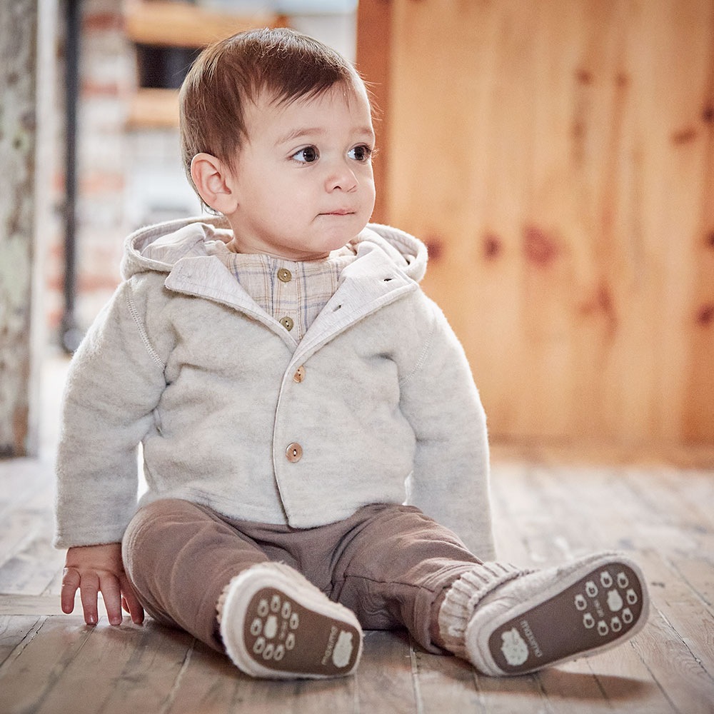 Thumbnail - MAXIMO Lauflernschuh 2 tlg. Wolle, Anti-Rutsch-Sohle, Strickbündchen