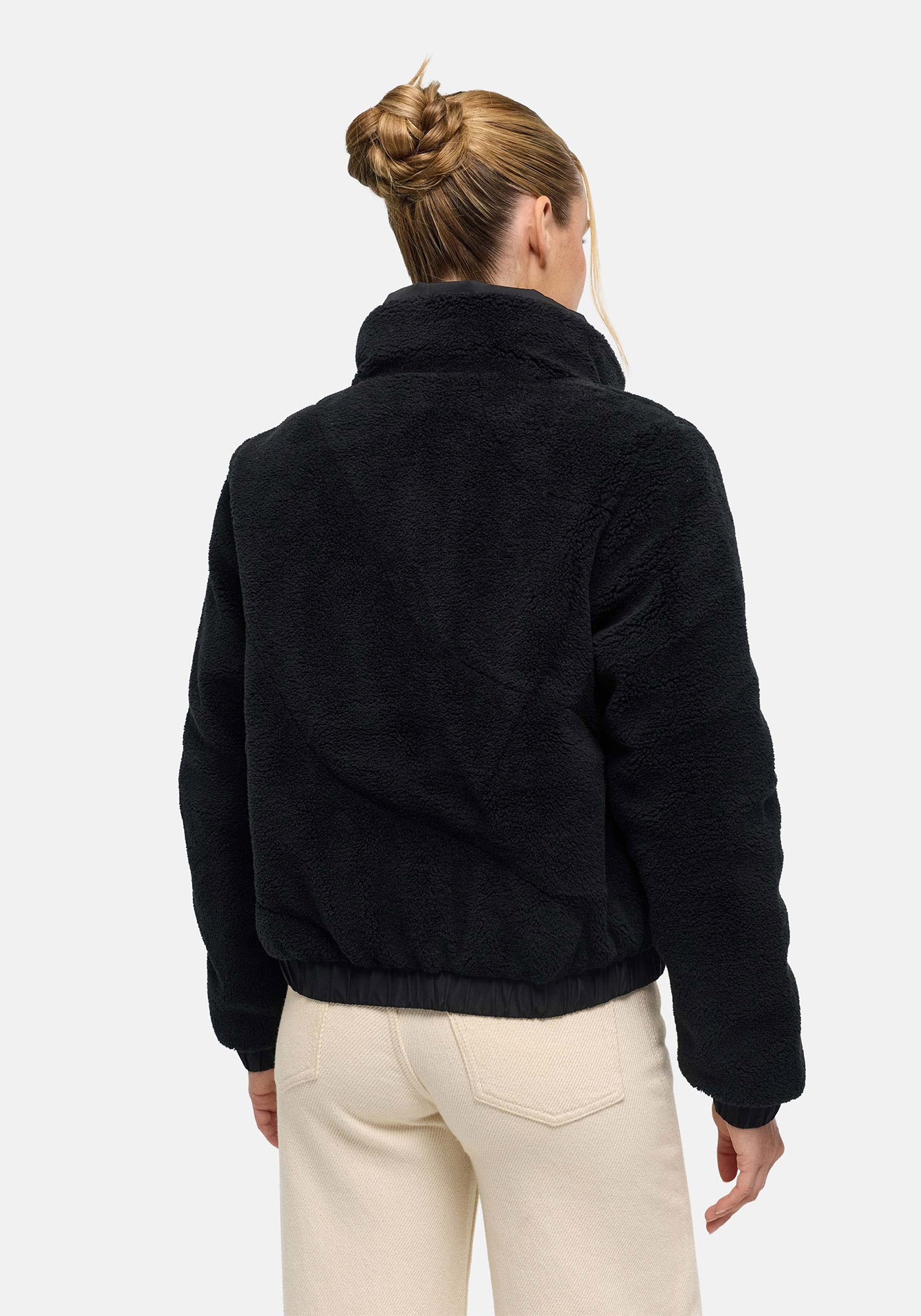 Marikoo Winterjacke »Yuvaa« mit Kapuze Damen Teddyjacke kurz aus weichem Teddyfleece mit Stehkragen