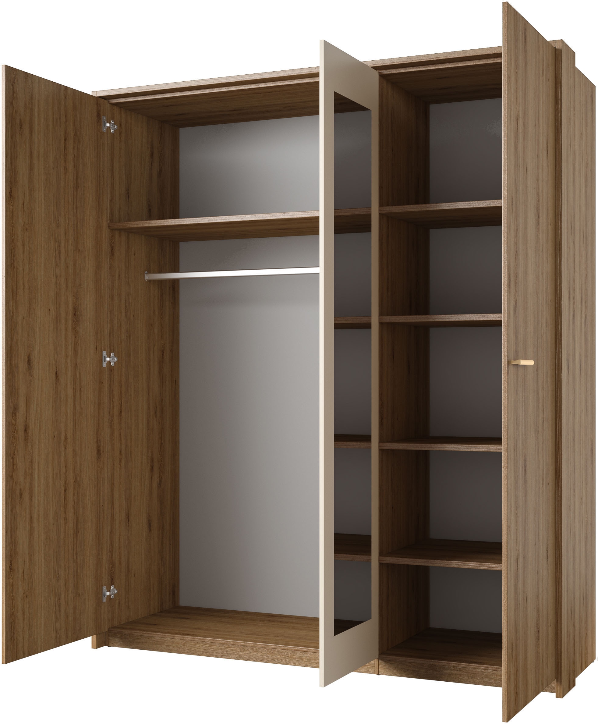 Home affaire Drehtürenschrank »Bitry, Wäscheschrank incl. kompletter Innenausstattung«, Kleiderschrank, verstellbare Einlegeböden 22 mm stark, tolle Holzoptik