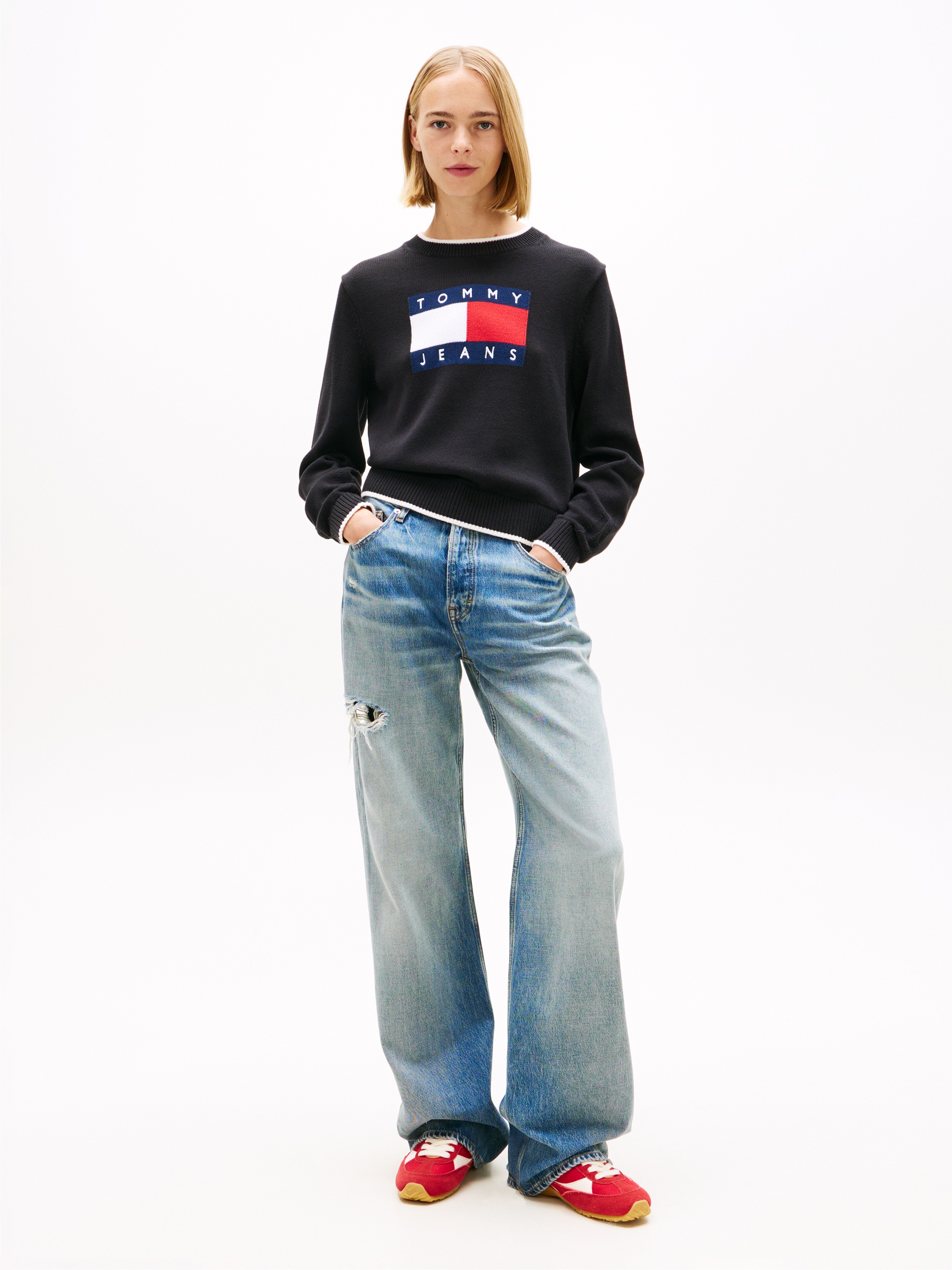Thumbnail - Tommy Jeans Strickpullover "TJW TIPPING FLAG SWEATER EXT"