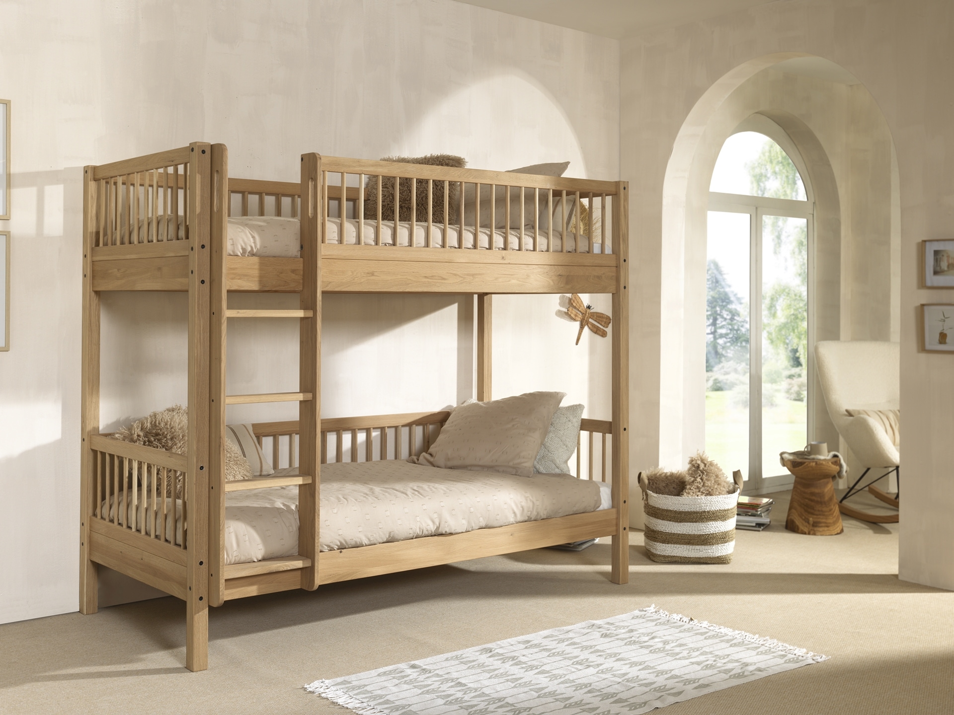 Home affaire Etagenbett »Forrest, rückbaubar zu 2 Einzelbetten, Made in Europe«, (B/H/T ca: 207,5x175,4x104,9 cm, wahlweise aus Eiche oder Buche), stabil und hochwertig gebaut, Ausf. geölt oder weiß