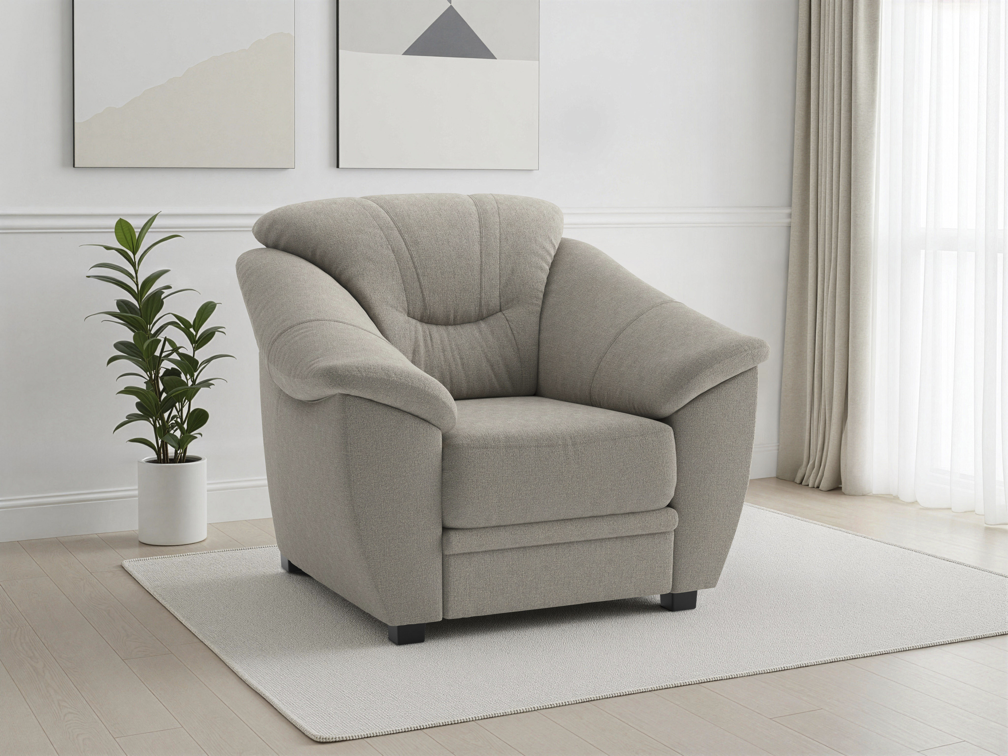sit&more Sessel "Savona, B: 103 cm, Federkern-Polsterung, komfortable Sitzhöhe 46 cm" Bequeme Armlehnen, Ziernähte, frei im Raum stellbar, zeitloses Design