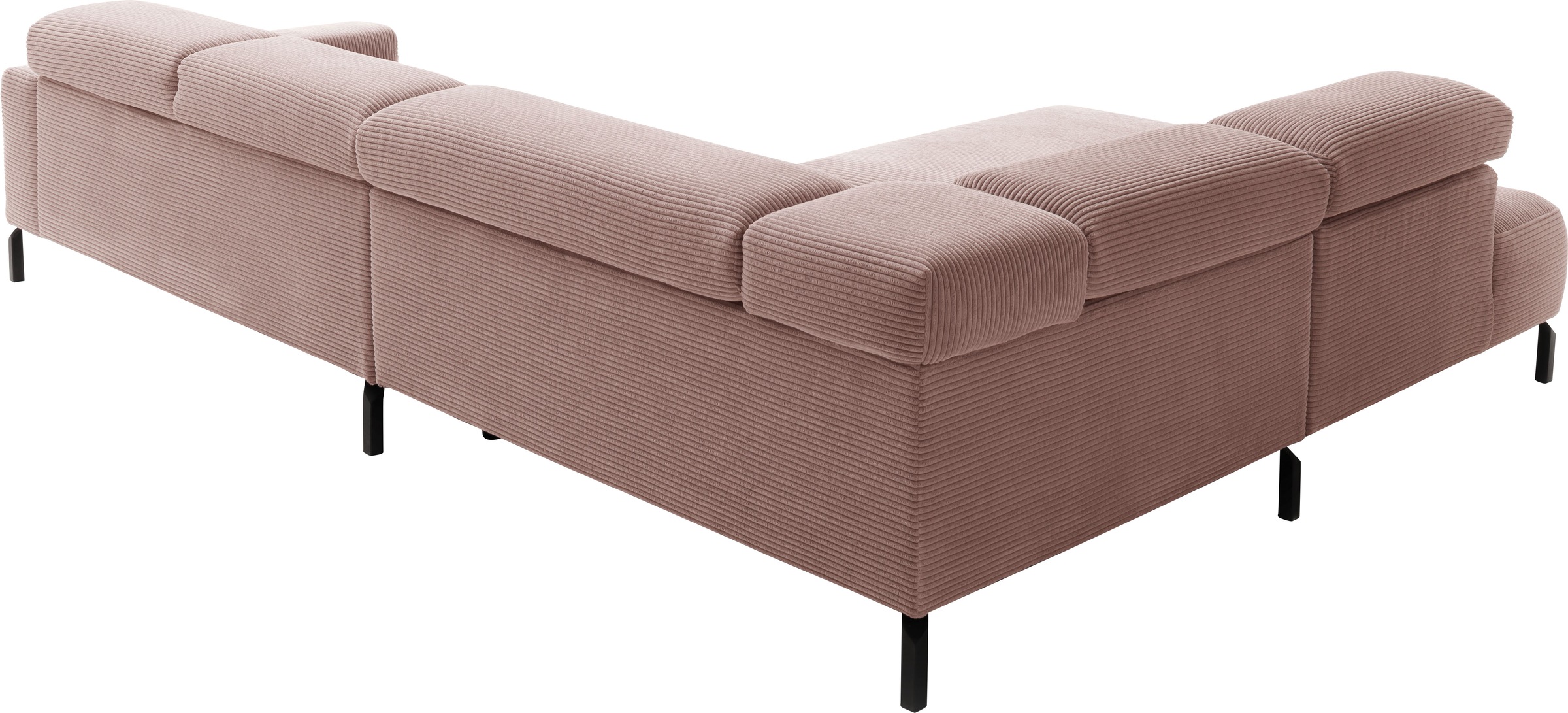 Places of Style Ecksofa »Antonelli, L-Form, inkl. Kopfteilverstellung, Breite 312 cm«, mit elektrischer Sitztiefenverstellung, in Cord, rosé