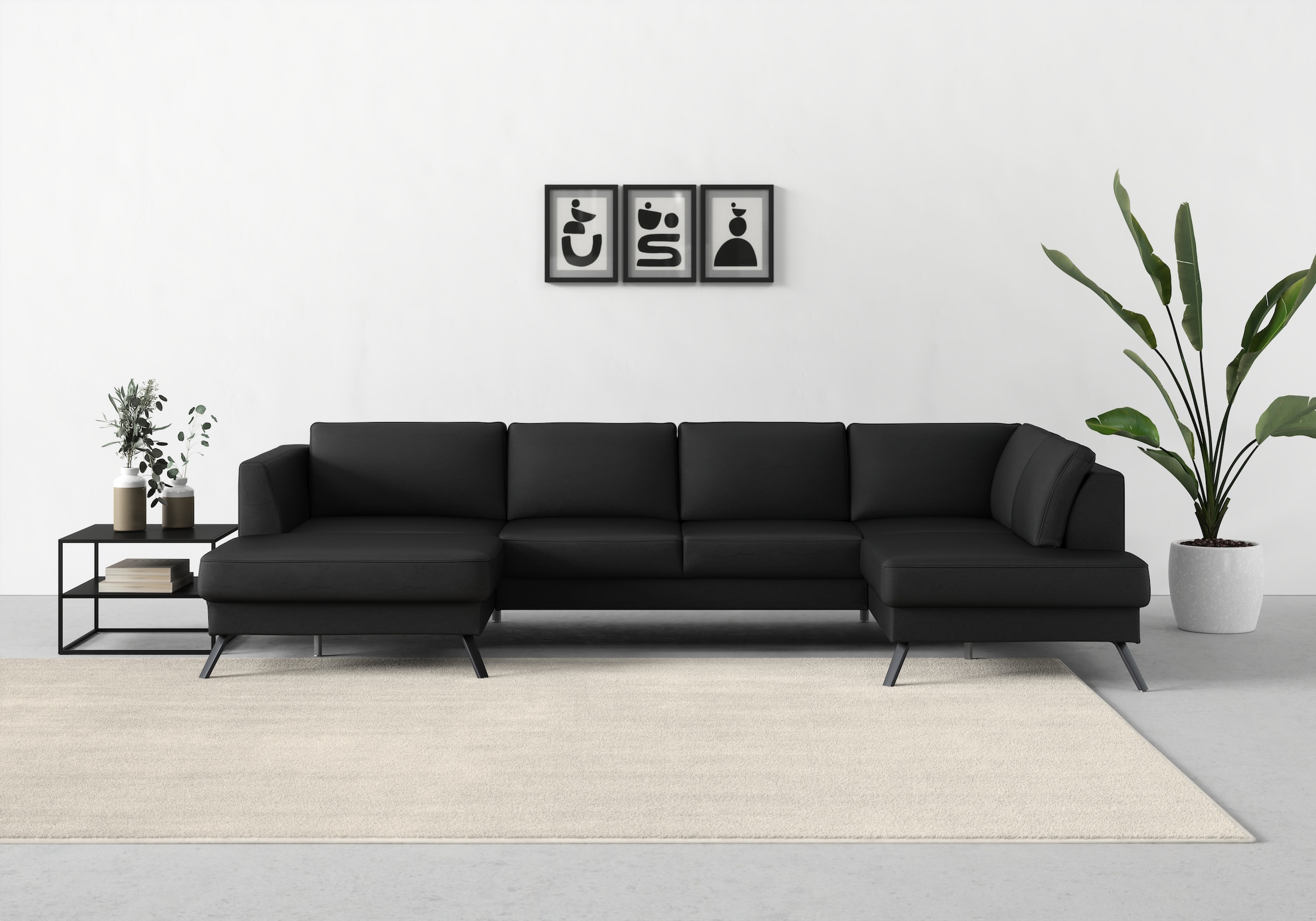 sit&more Wohnlandschaft »Lindholm U-Form«, mit Sitztiefenverstellung und Federkern