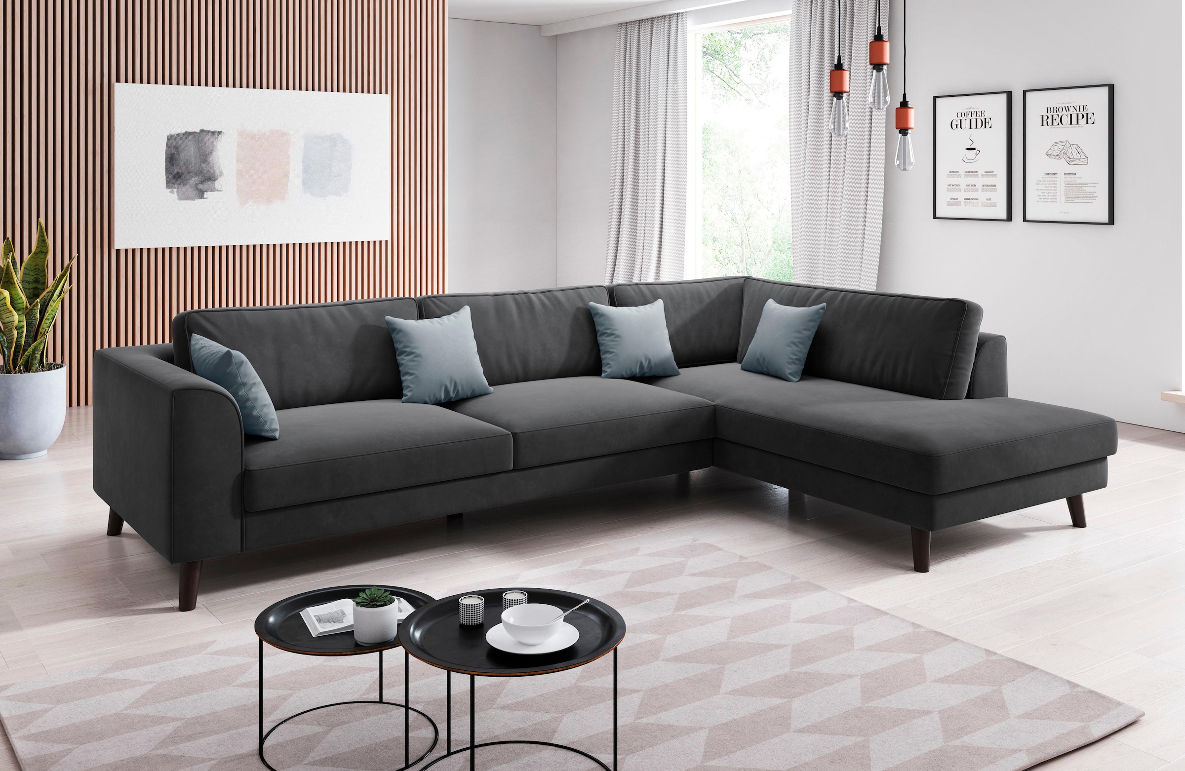 Home affaire Ecksofa "Laurentia, L-Form" mit 4 Zierkissen, Ottomane links o günstig online kaufen