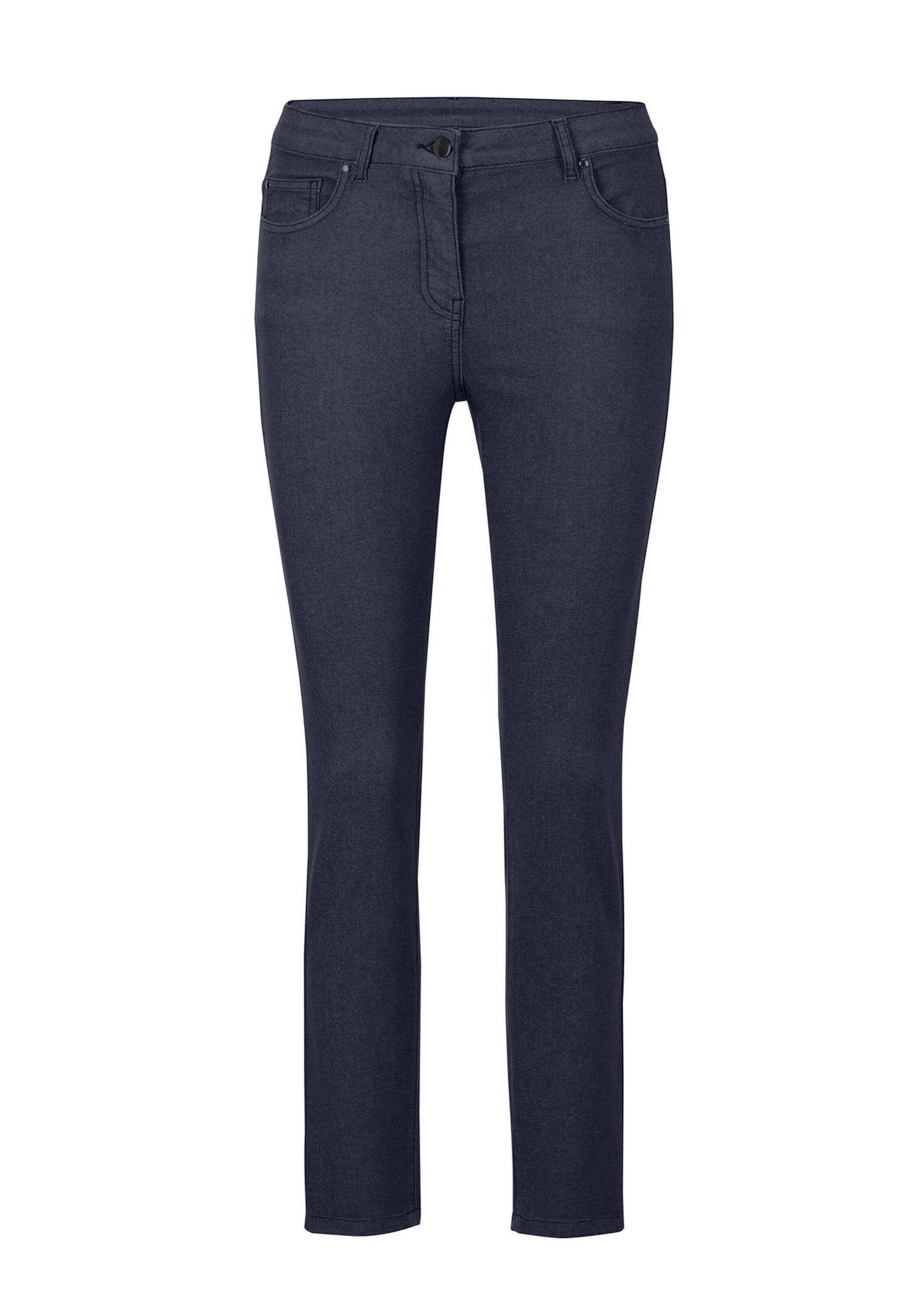 7/8-Hose GOLDNER "Schmale Stretchhose BELLA", Damen, Gr. 54, N-Gr, blau (dunkelblau), Obermaterial: 65% Baumwolle CO. 31% Polyester PES. 4% Elasthan EL., Hosen 7/8-Hose