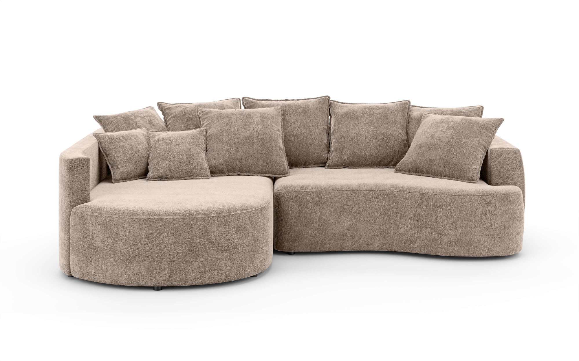 INOSIGN Ecksofa »Kahekili, Schlafsofa mit Bettkasten, Maße B/T/H: 255/181/90/ cm«, L-Form mit Wellenunterfederung, 7 Rückenkissen und 2 Zierkissen
