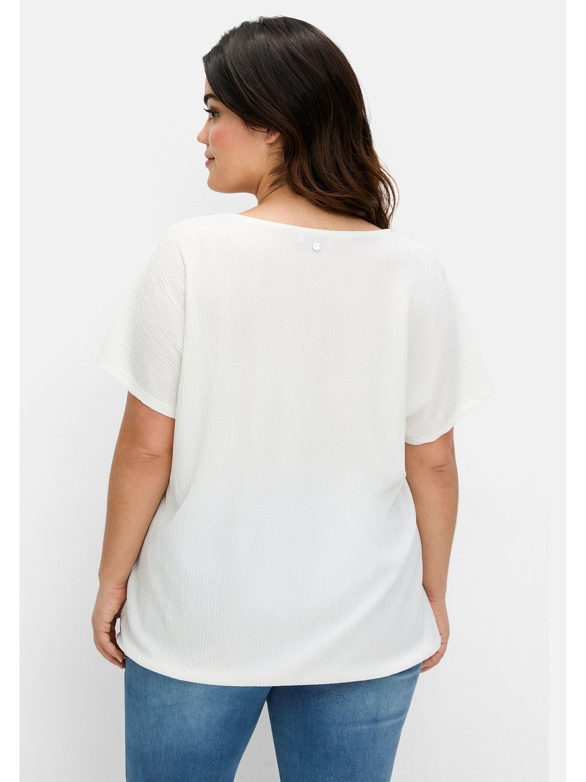 Sheego T-Shirt »Große Größen«, aus Struktur-Jersey, mit Gummizugsaum
