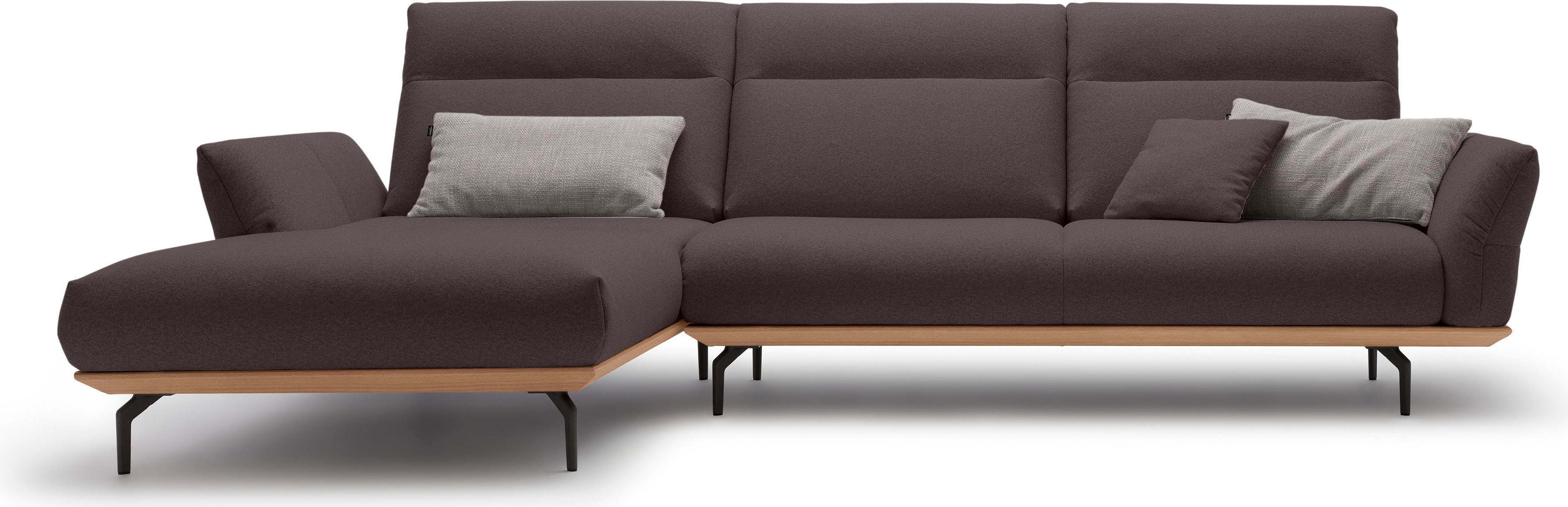 Creation BY ROLF BENZ Ecksofa "CR.460 Design-Sofa, verstellbare Rückenlehne, L-Form" Sockel in Eiche, Winkelfüße in Umbragrau, Breite 318 cm