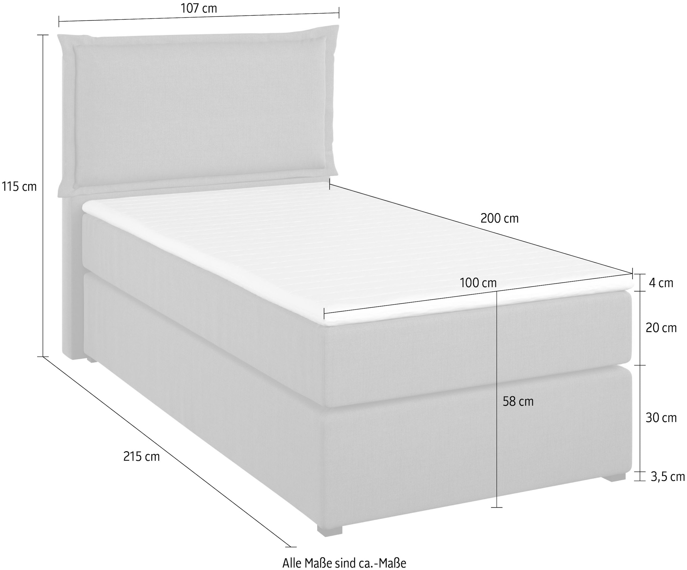 Home affaire Boxspringbett »Lysann« 5fach verstellbares Kopfteil, in 4 Breiten, 3 Matratzenarten