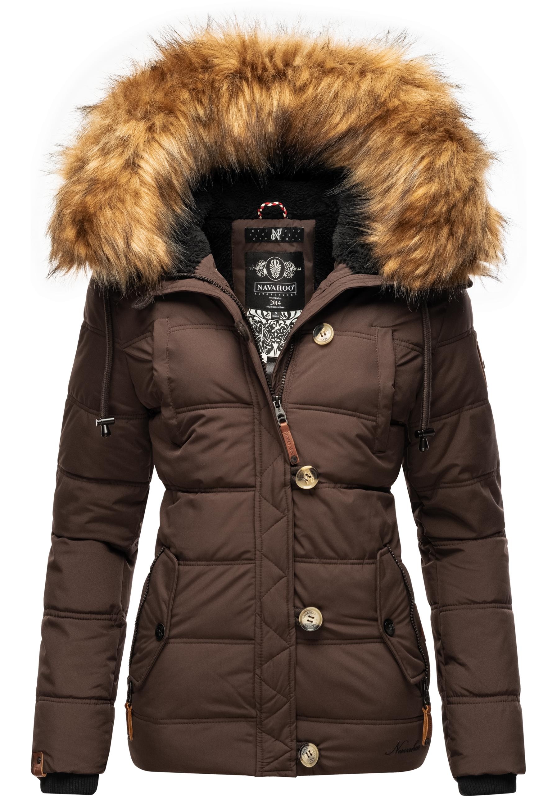 Navahoo Winterjacke "Zoja", mit Kapuze, stylische Steppjacke mit Kunstpelz Kapuze