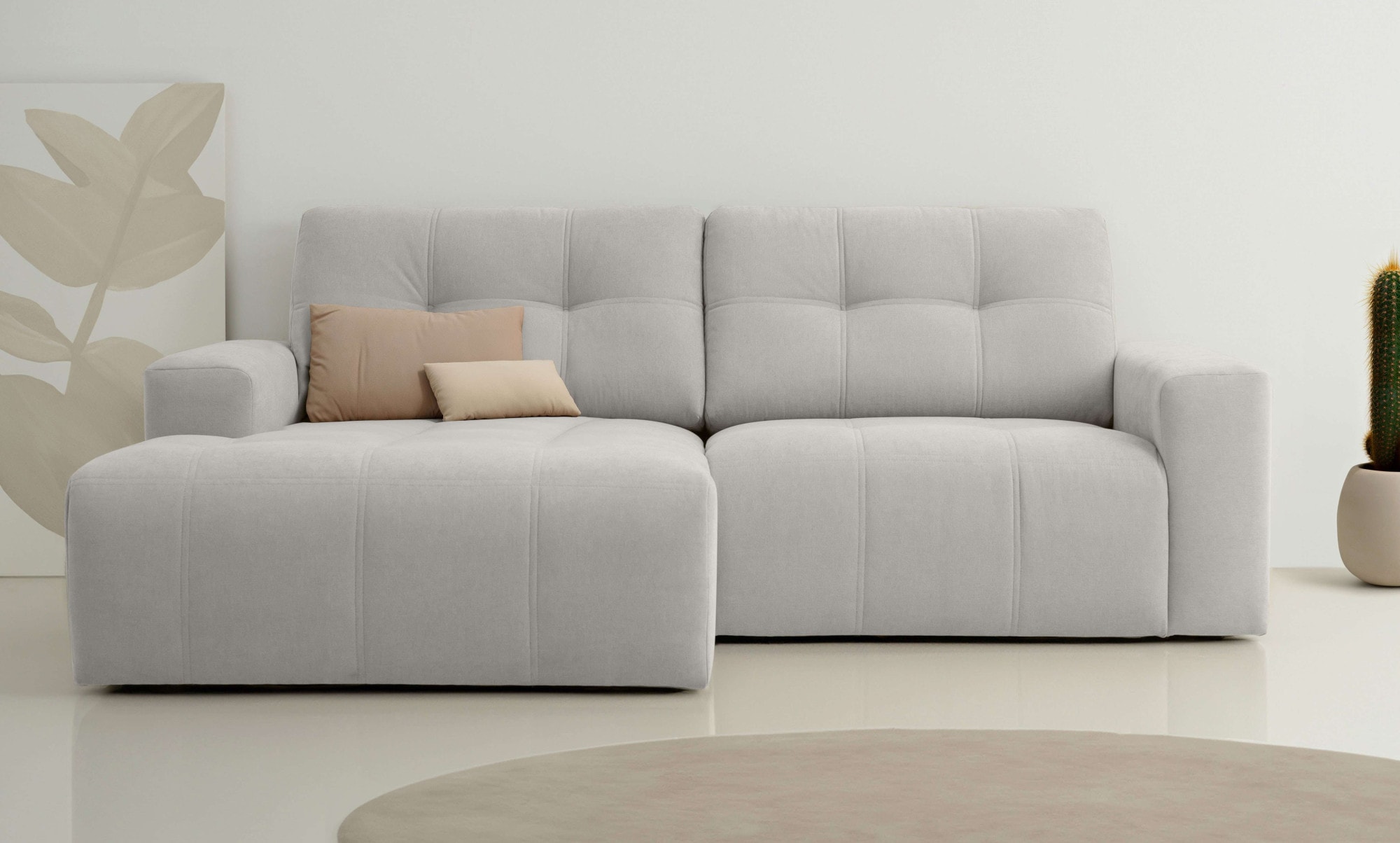 OTTO home Ecksofa "Turnon, Lounge-sofa, Breite 221 cm" Chenille, mit Knopf- und Doppelsteppung, elegantes Aussehen