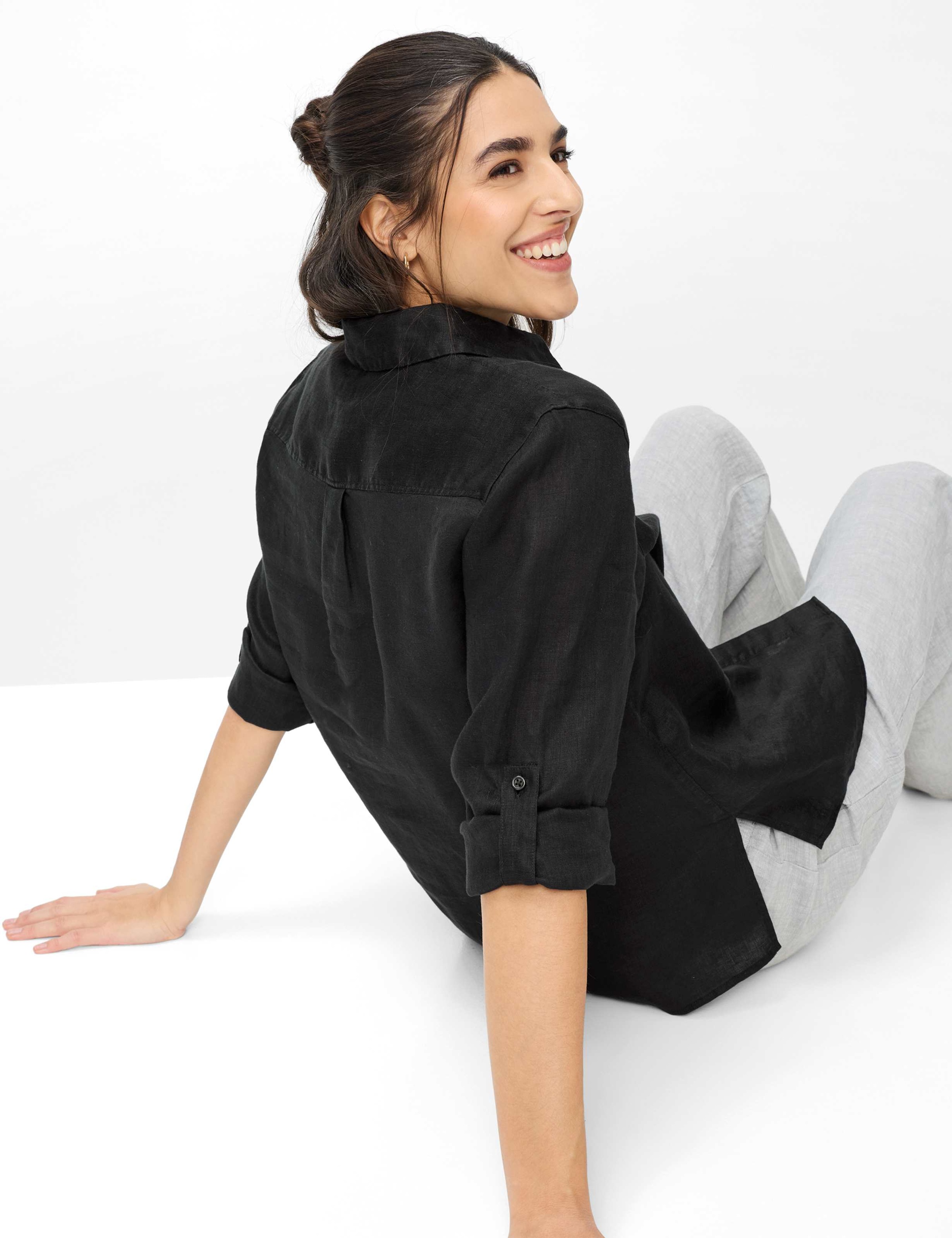 BRAX Vicki Women's Short Sleeve Blouse Black 36 3