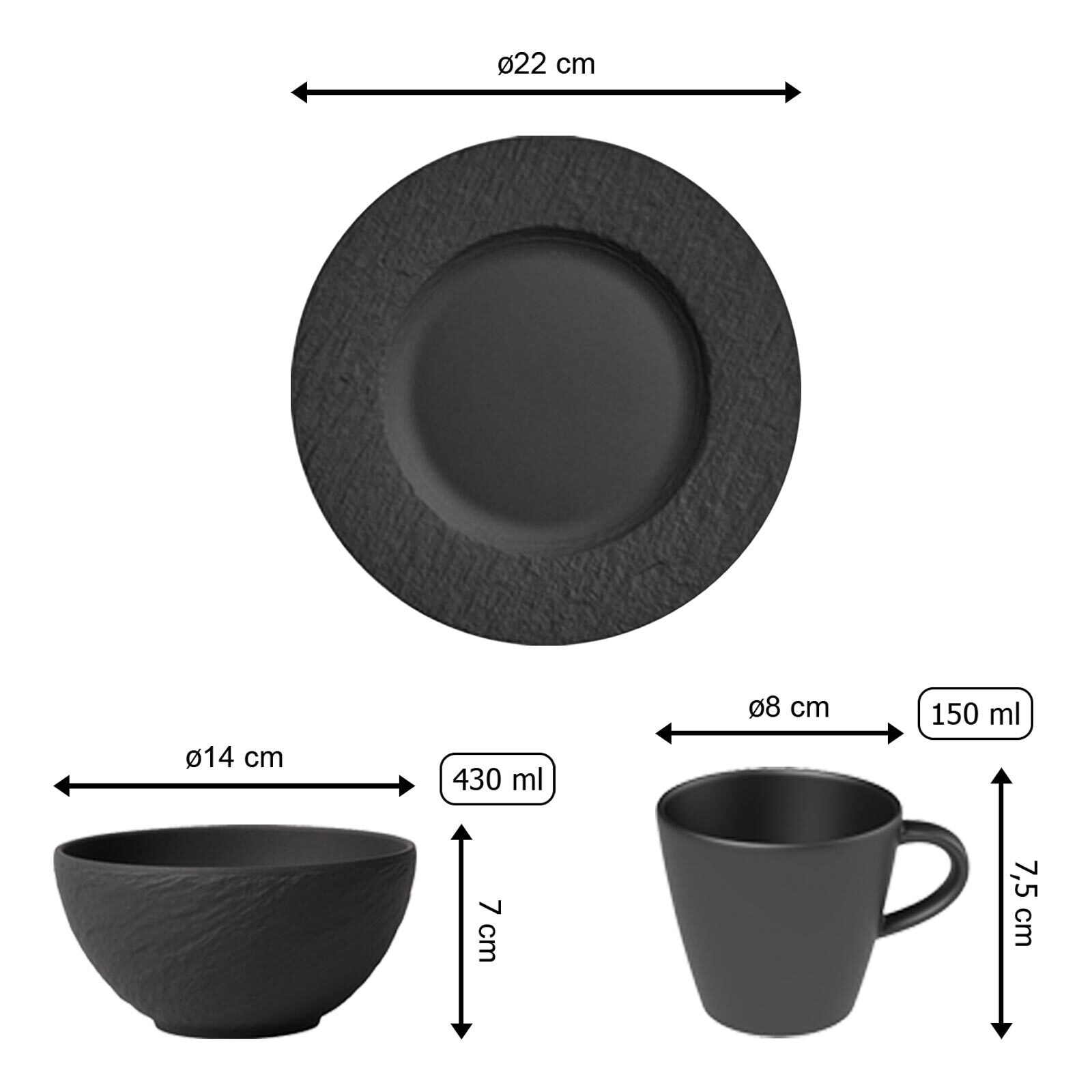 Villeroy & Boch Geschirr-Set »Frühstücks-Set Manufacture Rock 6er Set schwarz«