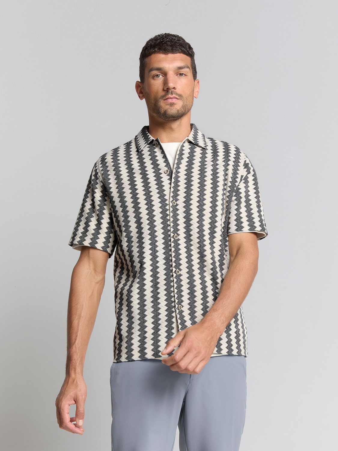 NO EXCESS Langarmhemd "No Excess Jacquard-Hemd" günstig online kaufen