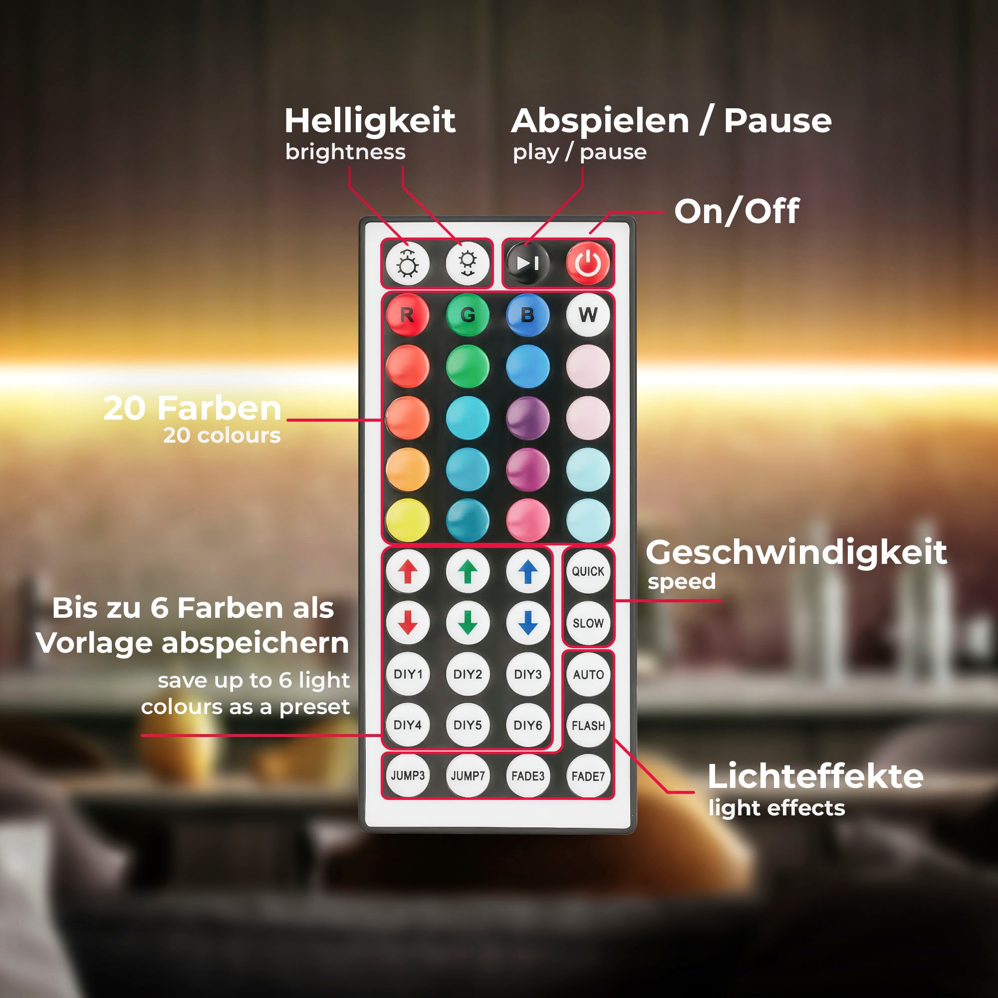 B.K.Licht LED-Streifen »USB LED Strip«, 150 St.-flammig, Lichtleiste, mit Fernbedienung, selbstklebend