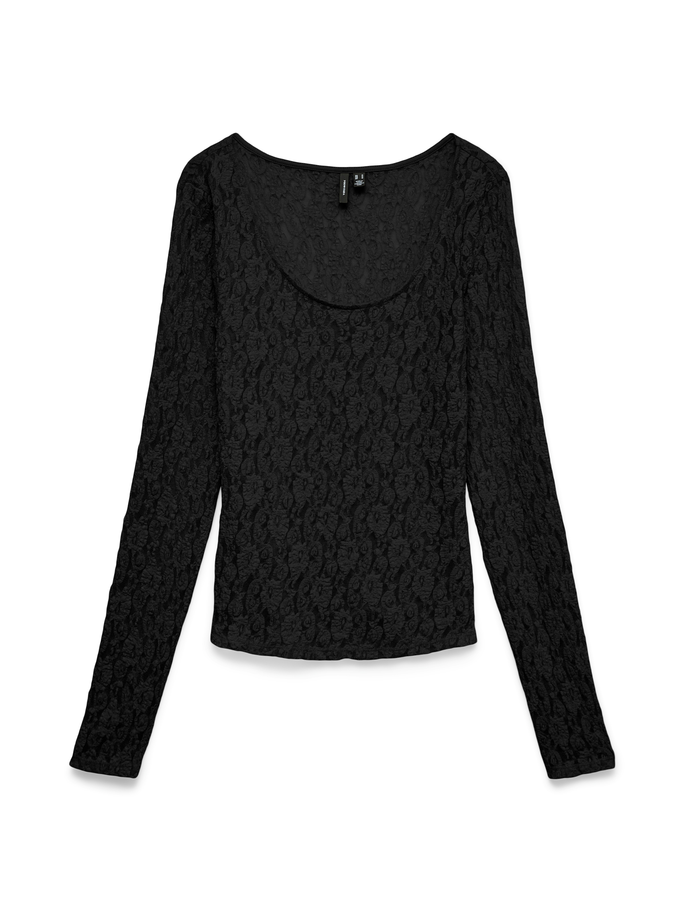 Vero Moda Langarmshirt »VMFLORA LS 2-WAY LACE TOP JRS NOOS« Materialmix, slim fit