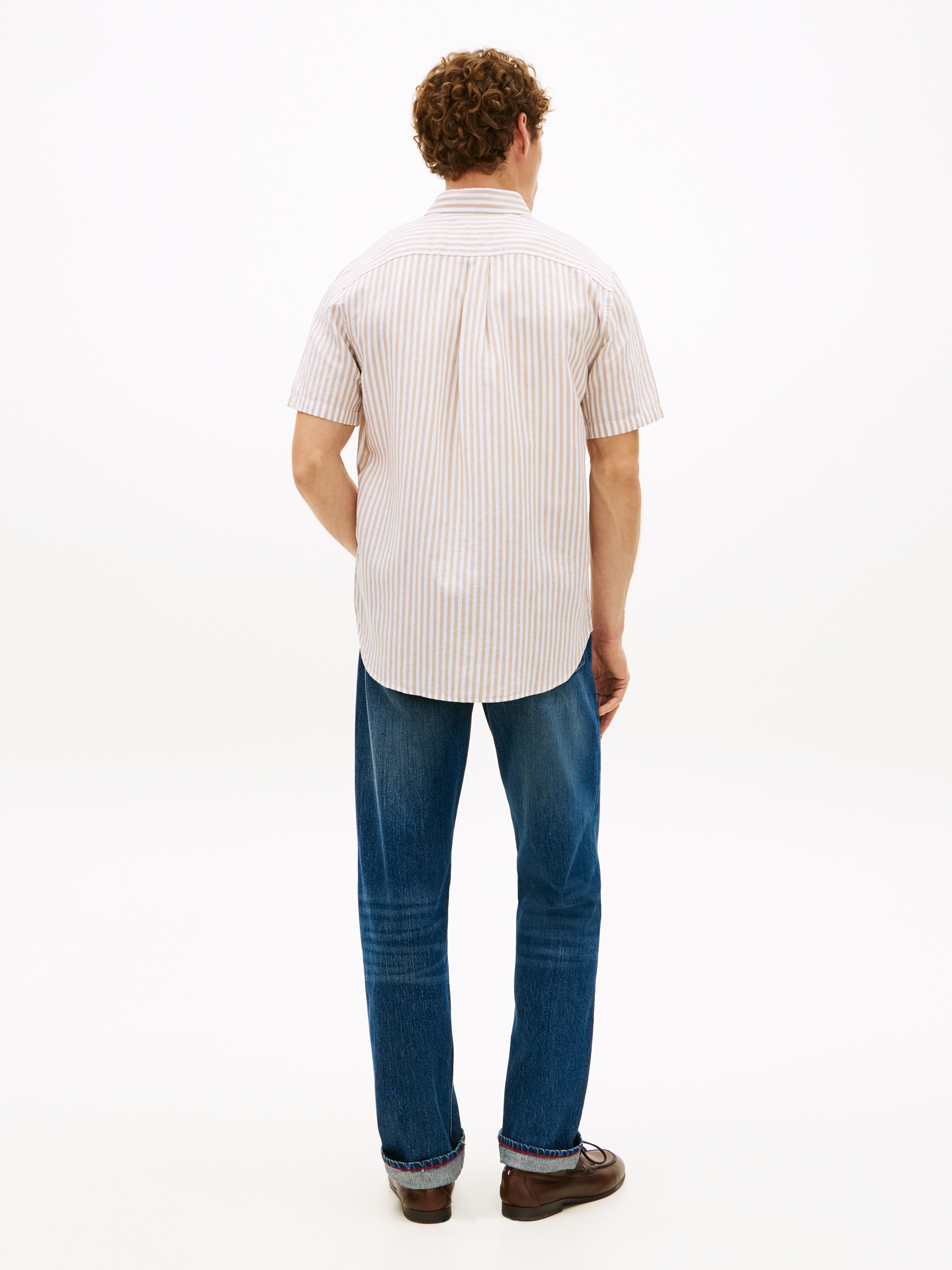 Tommy Hilfiger Kurzarmhemd »LINEN BLEND BENGAL STRIPE« regular fit, gestreift, Button-down-Kragen