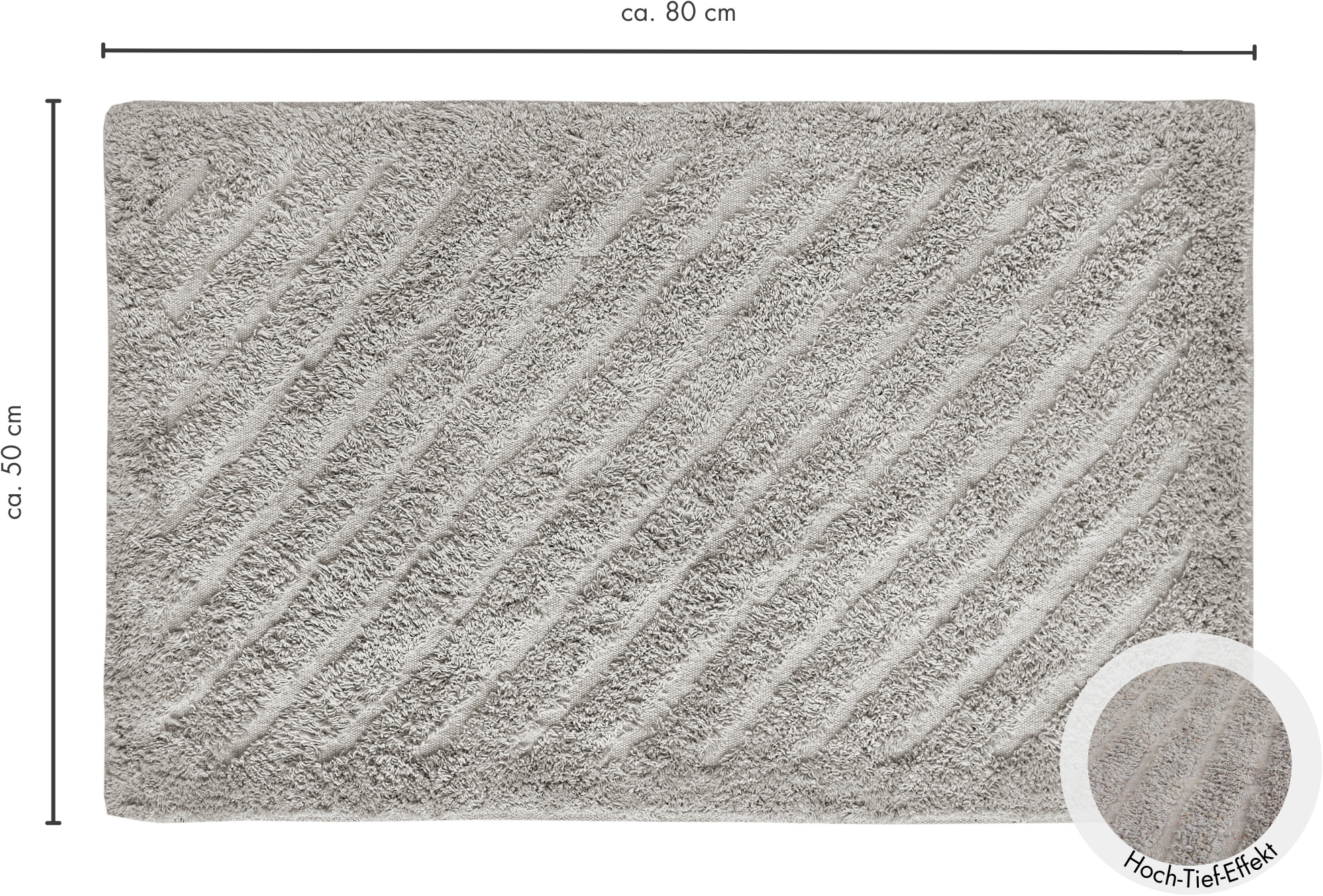 Andiamo Badematte »Havanna, 50x80 cm«, fußbodenheizungsgeeignet-schnell trocknend, Badteppich, Uni Farben, Hoch-Tief Effekt, verschiedene Designs